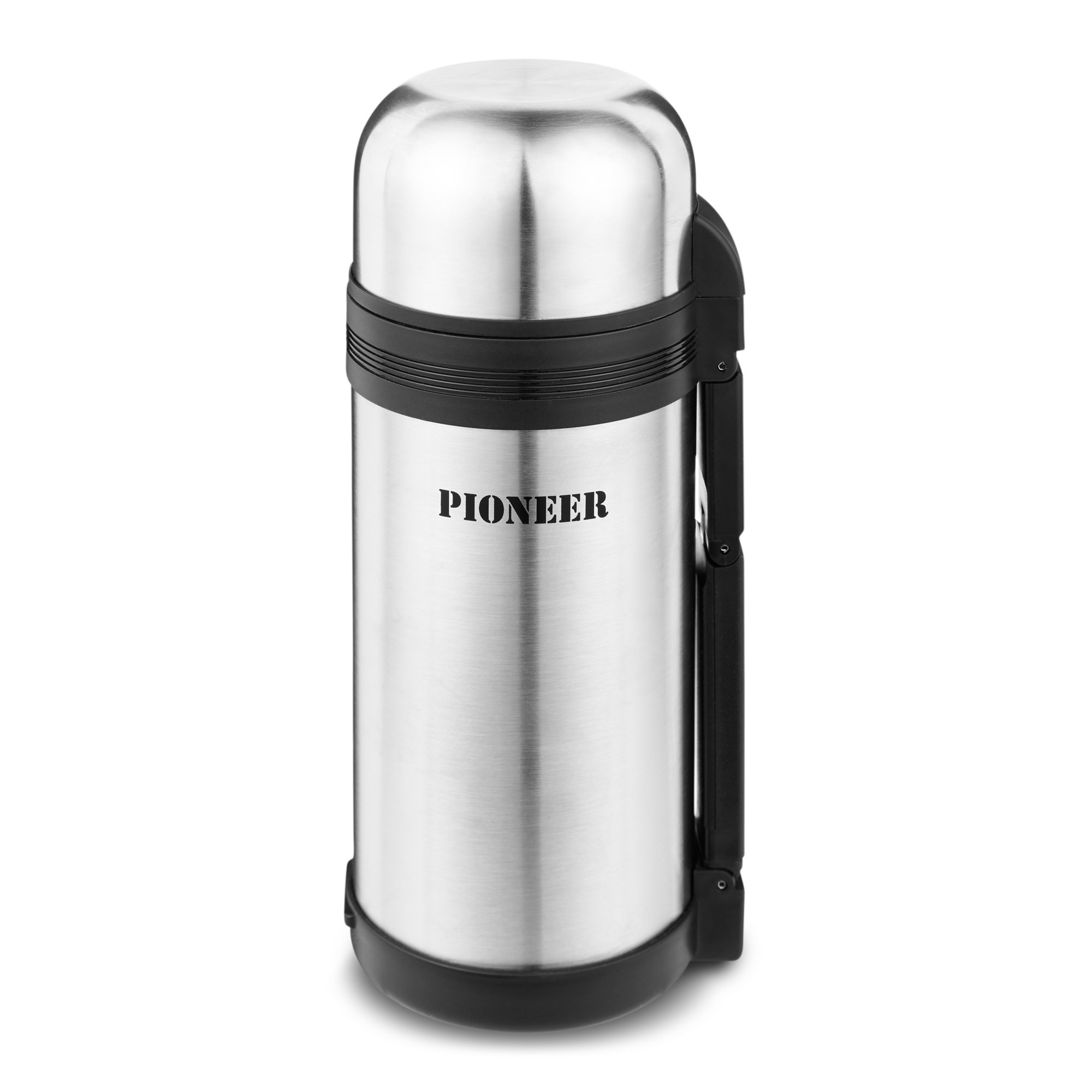 Premium Stainless Steel Vacuum Insulated Leakproof Water Bottle - 40oz (1200ml) with 2 Travel Cups & Retractable Handle - Keeps Drinks Hot/Cold for 24 Hours - Perfect for Hiking, Camping, Office & Gym Use