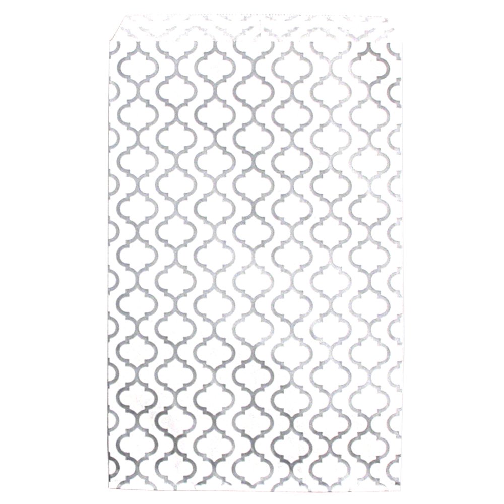 200 Pcs Silver Glitter Trellis Pattern Gift Bags 6