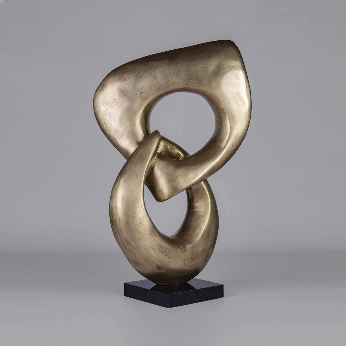 Two Rings Brown Bronze Sculpture - Elegant Home Decor for Living Room, Office & Gift Ideas