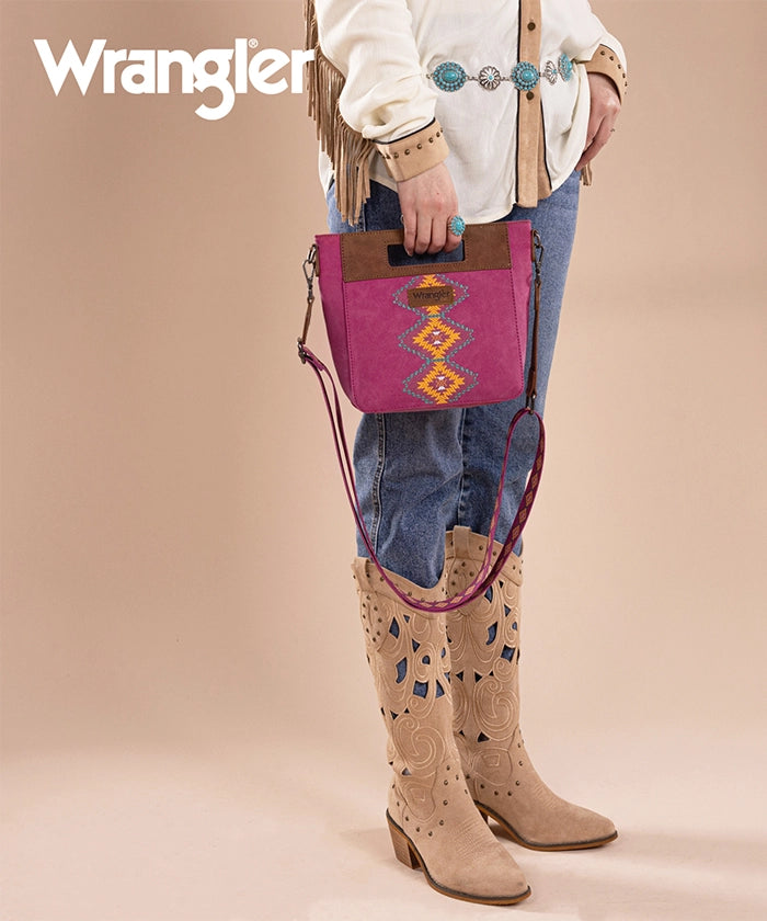 Wrangler Aztec Embroidered Crossbody Bag for Women - Stylish Boho Purse with Adjustable Strap, Perfect for Travel, Shopping & Daily Use