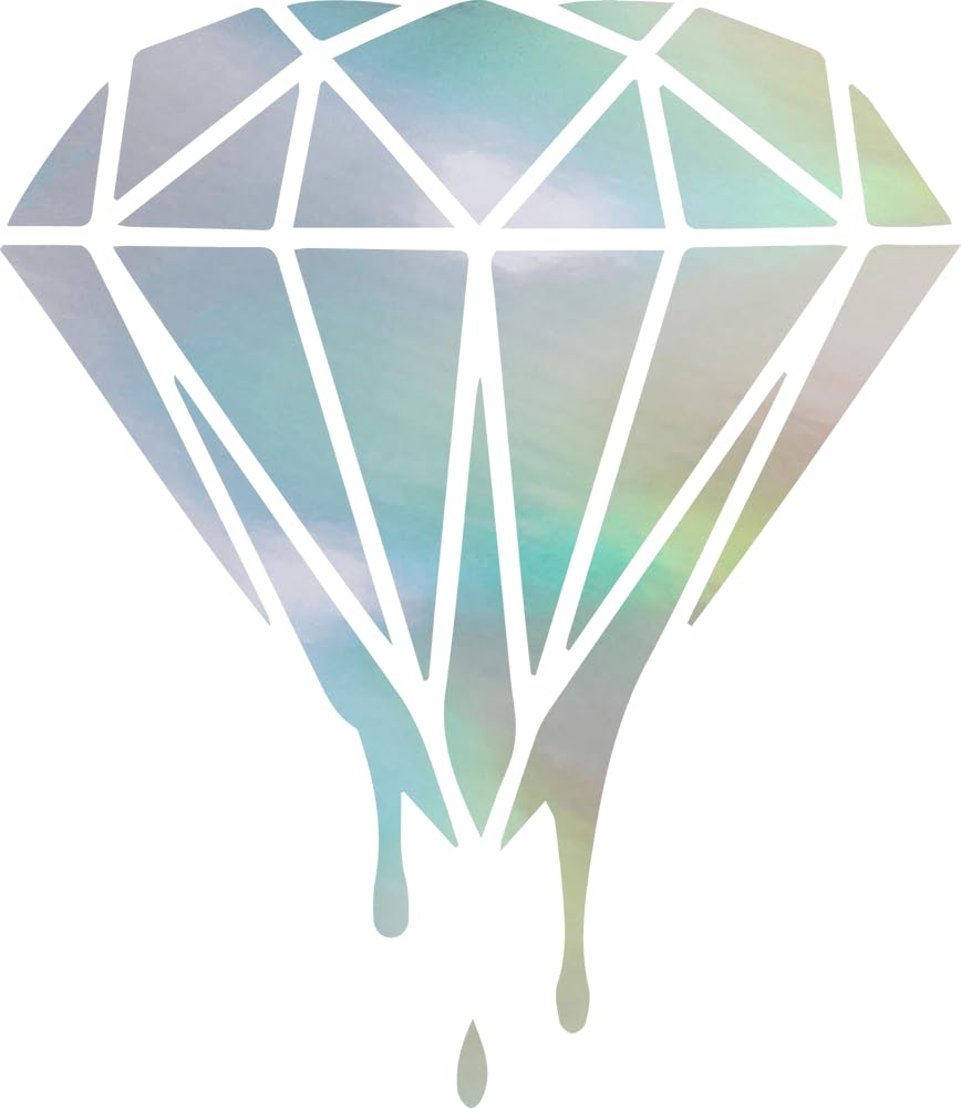 Premium Waterproof Vinyl Decal Stickers - Dripping Diamond Silhouette (Hologram) Set of 2 | Laptop, Phone, Helmet, Car Window, Bumper, Mug, Cup, Door & Wall Decoration | Perfect for DIY Home Decor, Office Accessories & Personalized Gifts