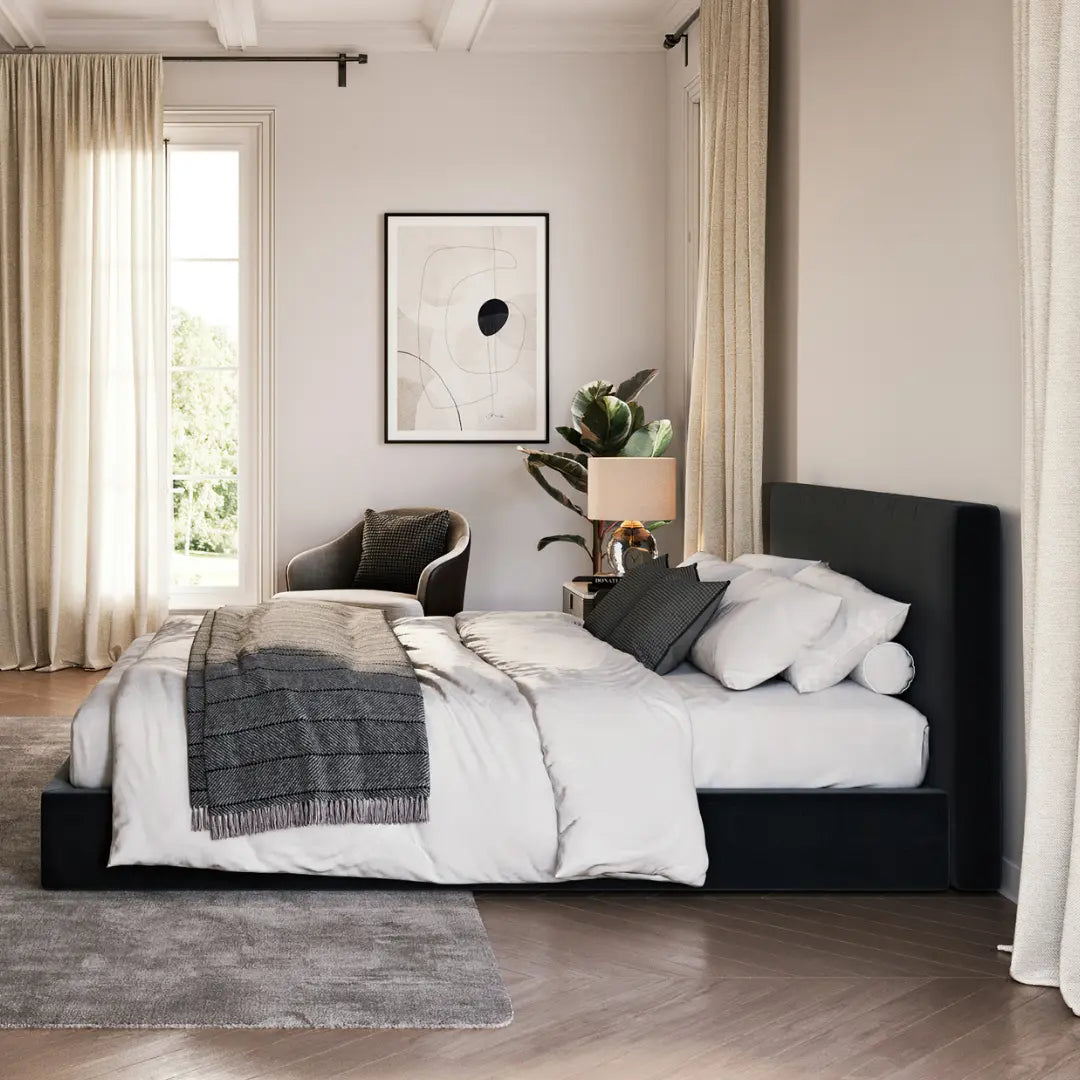 Onyx Classic Bed Set with Sturdy Bed Frame & Elegant Headboard - Perfect for Modern Bedrooms & Guest Rooms