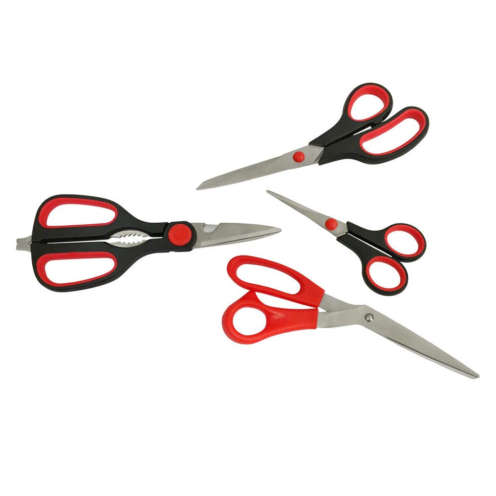 Premium Stainless Steel Heat-Treated Scissors Set - 4-Piece Multi-Purpose Kitchen & Craft Shears for Cutting Fabric, Paper, Herbs & More - Ideal for Home, Office & DIY Projects