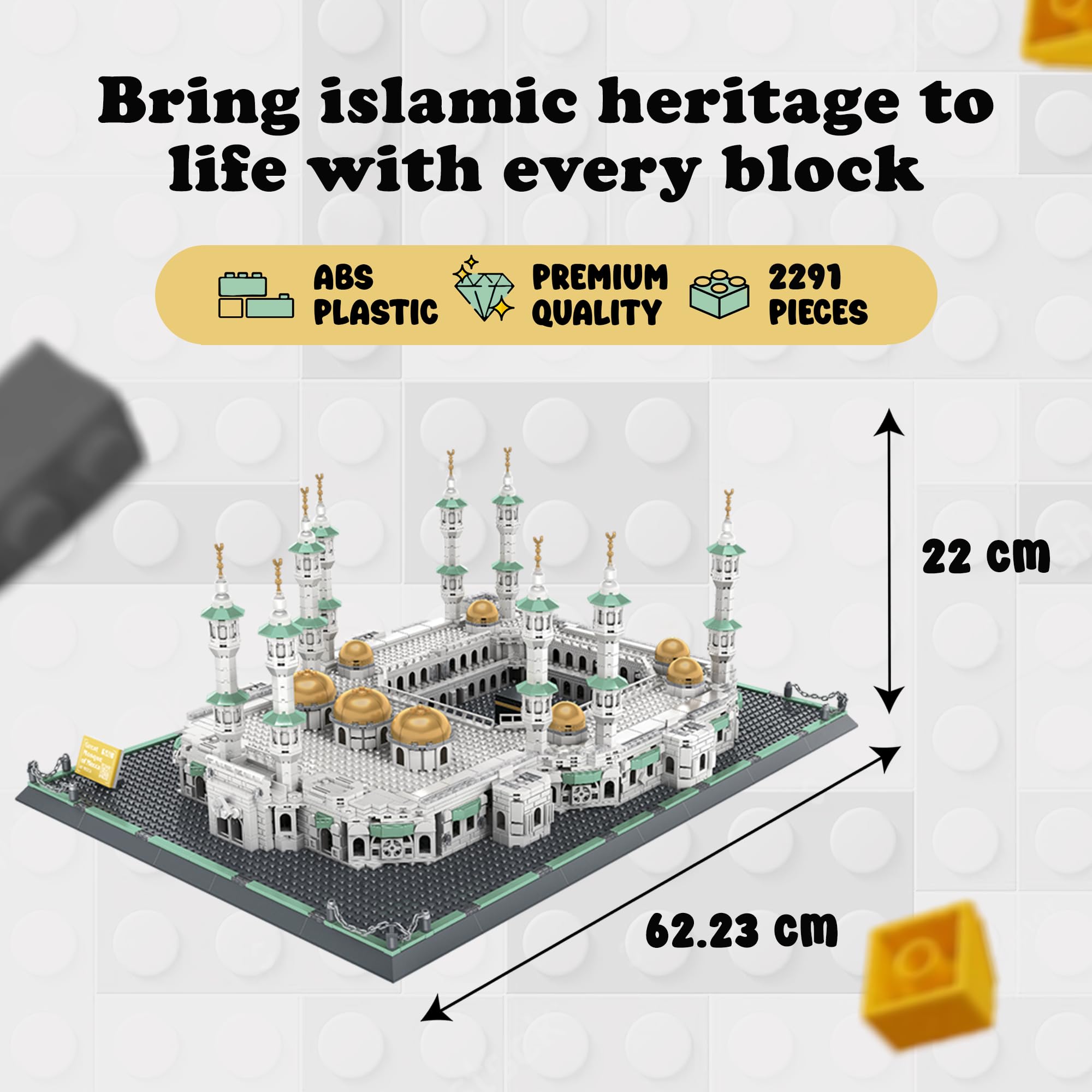 Alif and Friends Masjid Al Haram Building Blocks Set - 2000+ Pieces Islamic Educational Toy, Perfect Eid Gift for Kids | Mecca Grand Mosque Model for Creative Play & Islamic Learning
