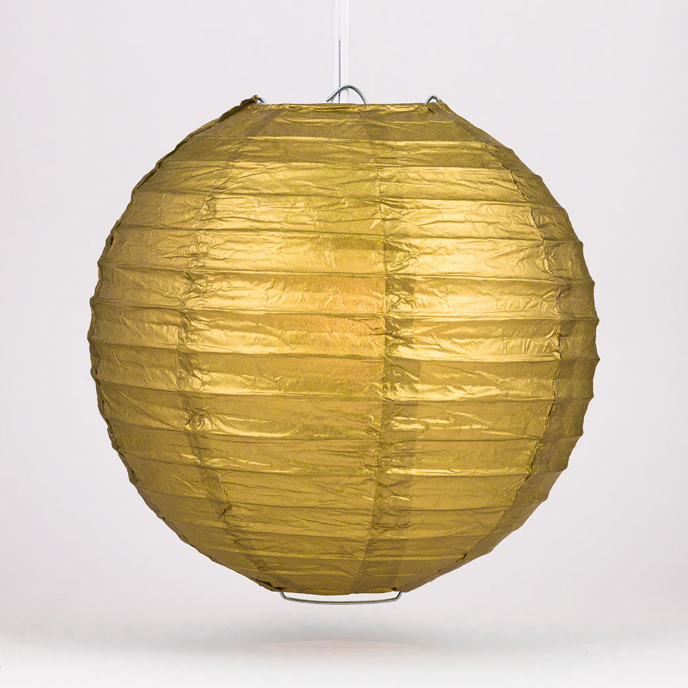 36 Gold Jumbo Round Paper Lanterns with Even Ribbing - Bulk Pack for Party Decorations, Wedding Centerpieces & Home Decoration