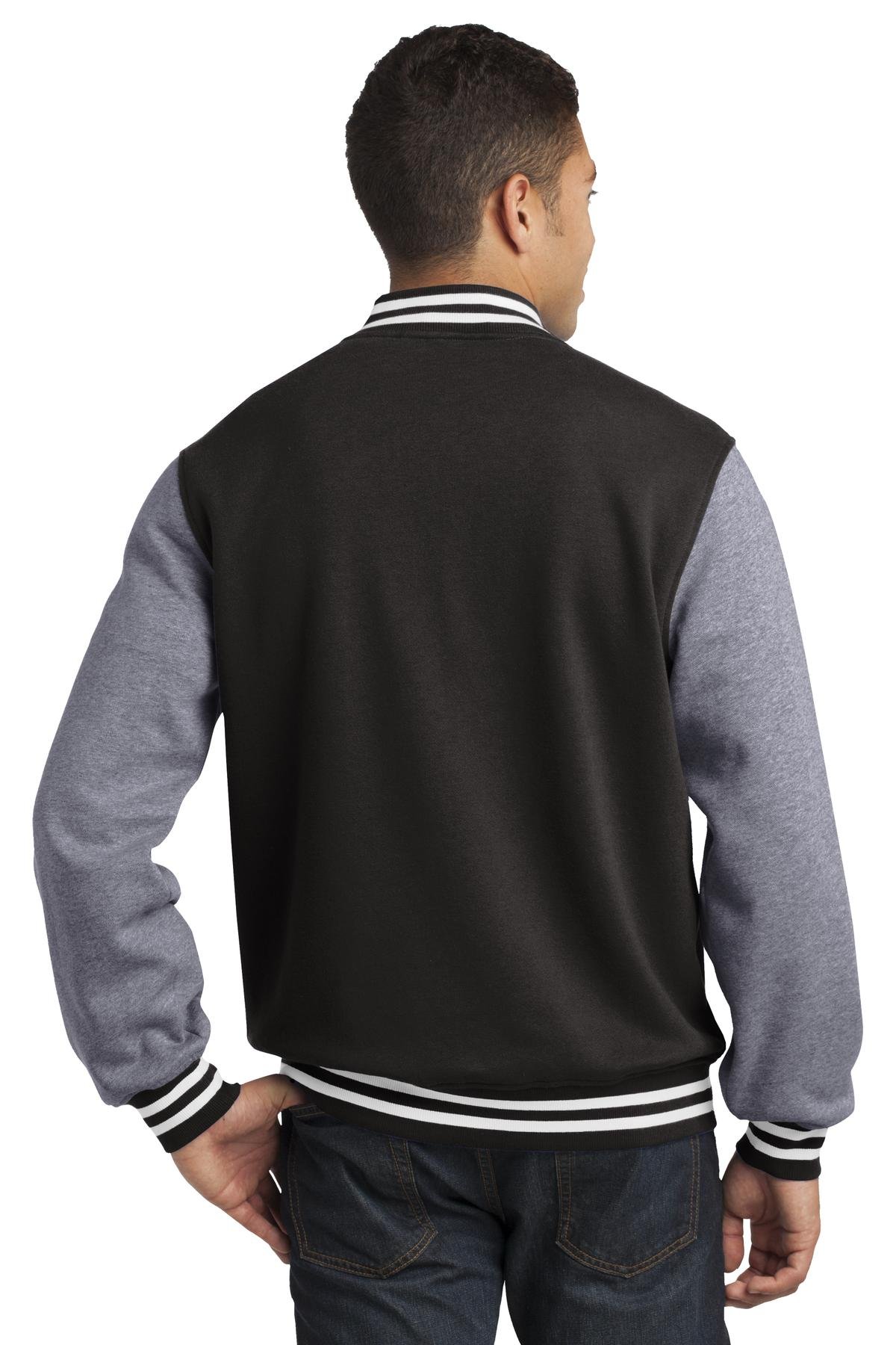 Sport Tek Men's Fleece Letterman Jacket - Warm Varsity Style Pullover for Casual Wear & Outdoor Activities | Perfect for School, Sports & Winter Fashion