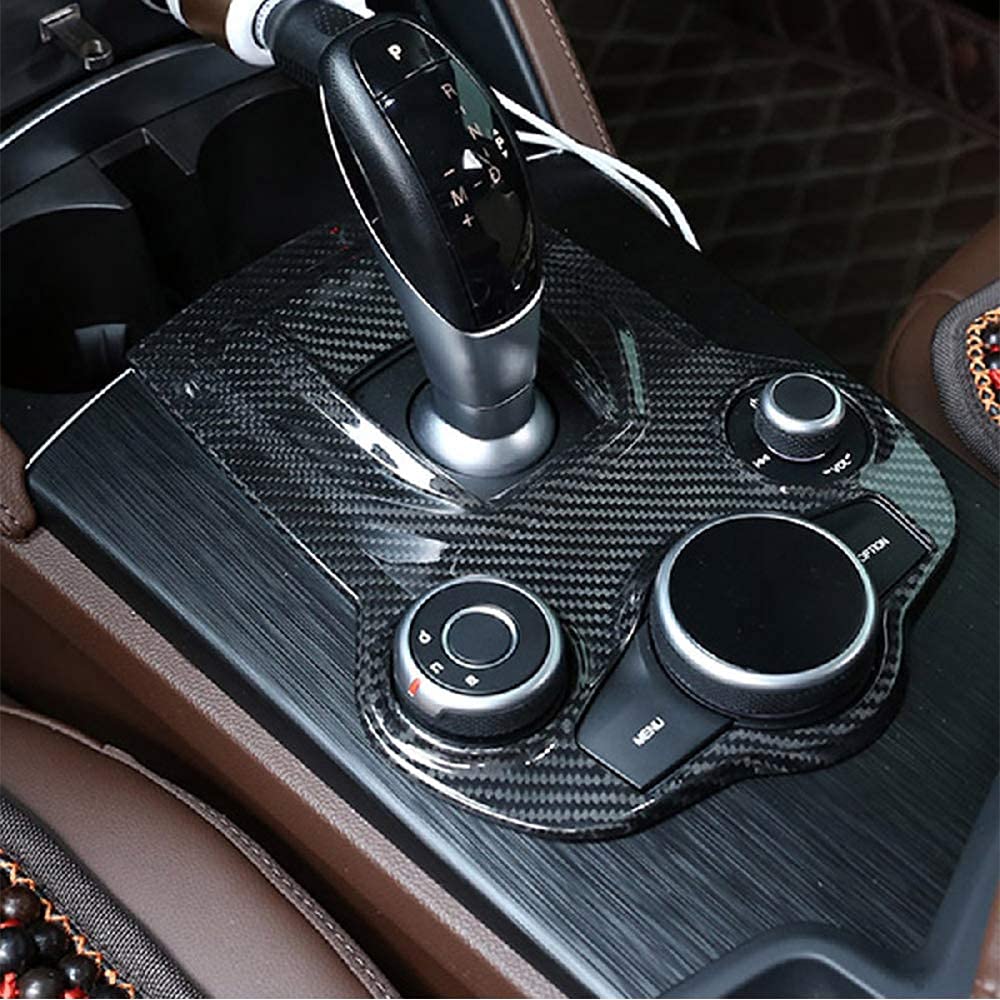 Premium Real Carbon Fiber Interior Trim for Alfa Romeo Giulia & Stelvio (2017-2019) - Center Console Gear Shift Panel Cover - Lightweight & Durable Upgrade for Luxury Car Interior Enhancement