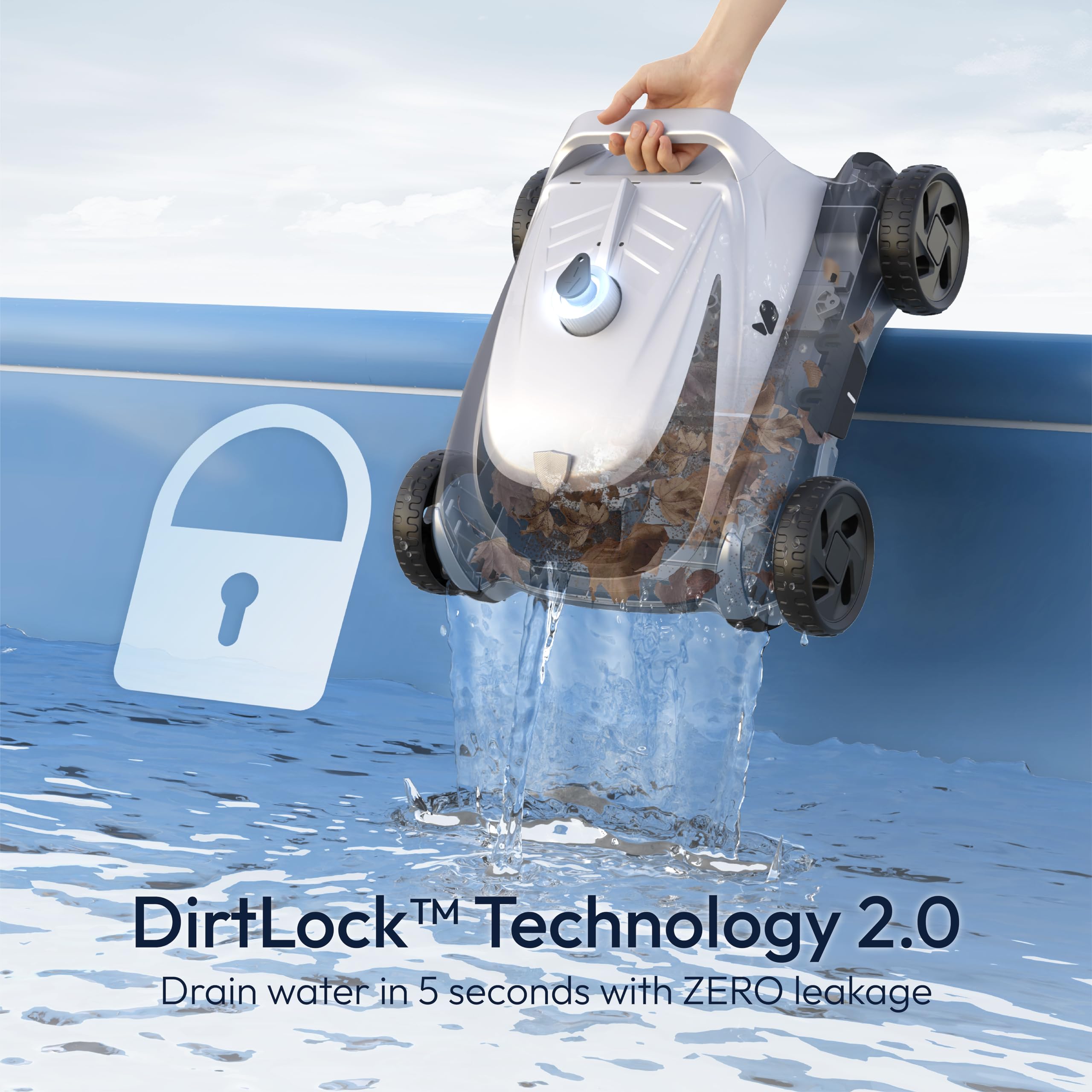 Bubot 500P Cordless Robotic Pool Cleaner - Powerful Dual Motor Pool Vacuum with Bluehole Suction, DirtLock 2.0 Technology, Self-Parking & 140-Min Runtime for Above Ground Flat Pools up to 1,076 Sq.Ft - Ideal for Inground & Above Ground Swimming Pool Cleaning & Maintenance