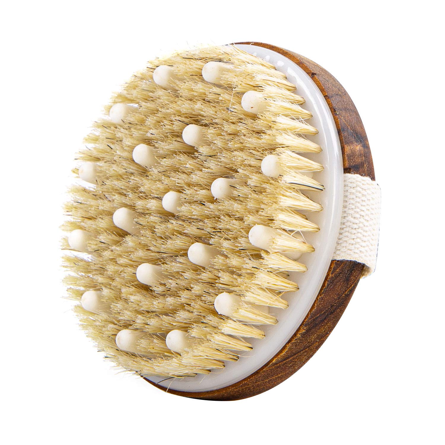 Premium Teak Wood Dry Brush for Exfoliation & Wet/Dry Brushing - Body Scrubber & Massage Brush for Shower & Spa - Perfect for Lymphatic Drainage & Skin Renewal