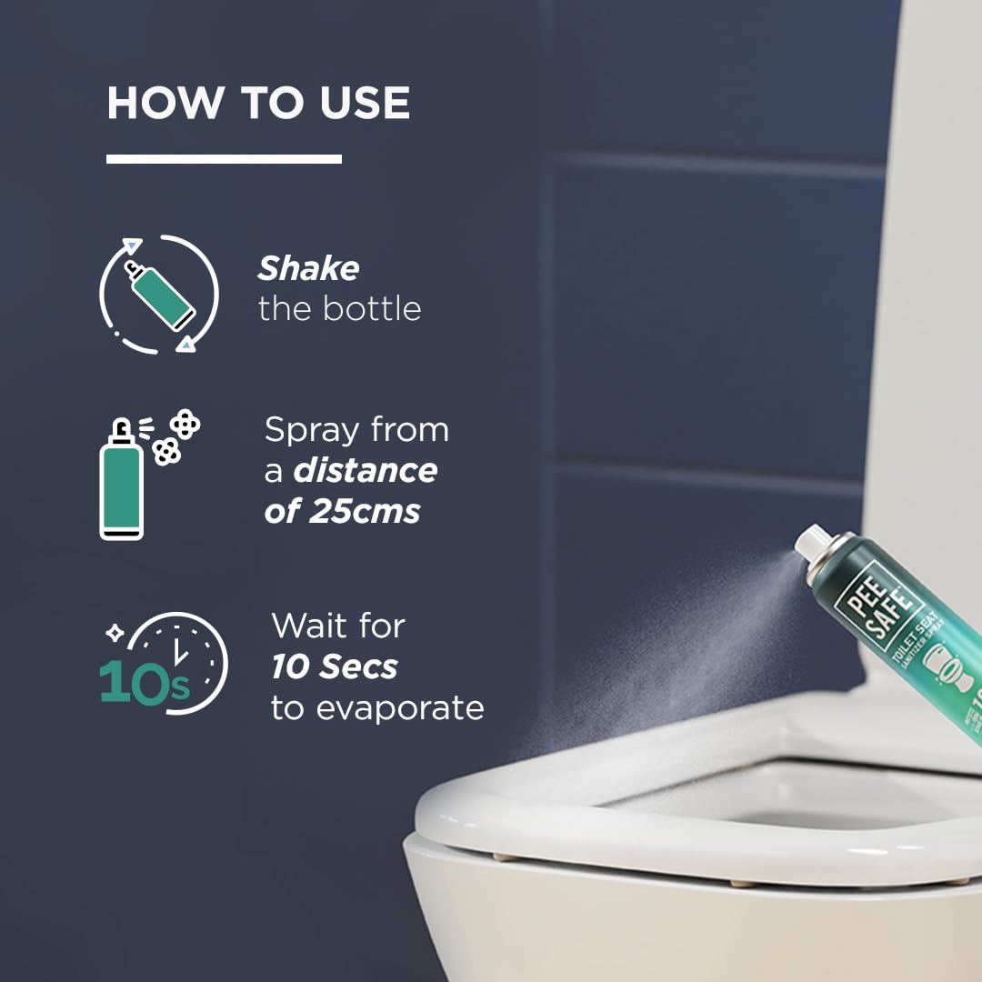 Pee Safe Toilet Hygiene Combo for Women - Travel Size Toilet Seat Sanitizer Spray (50ml) & Disposable Toilet Seat Covers (20 Pack) | Germ Protection | Portable Bathroom Essentials for Travel, Office & Public Restrooms