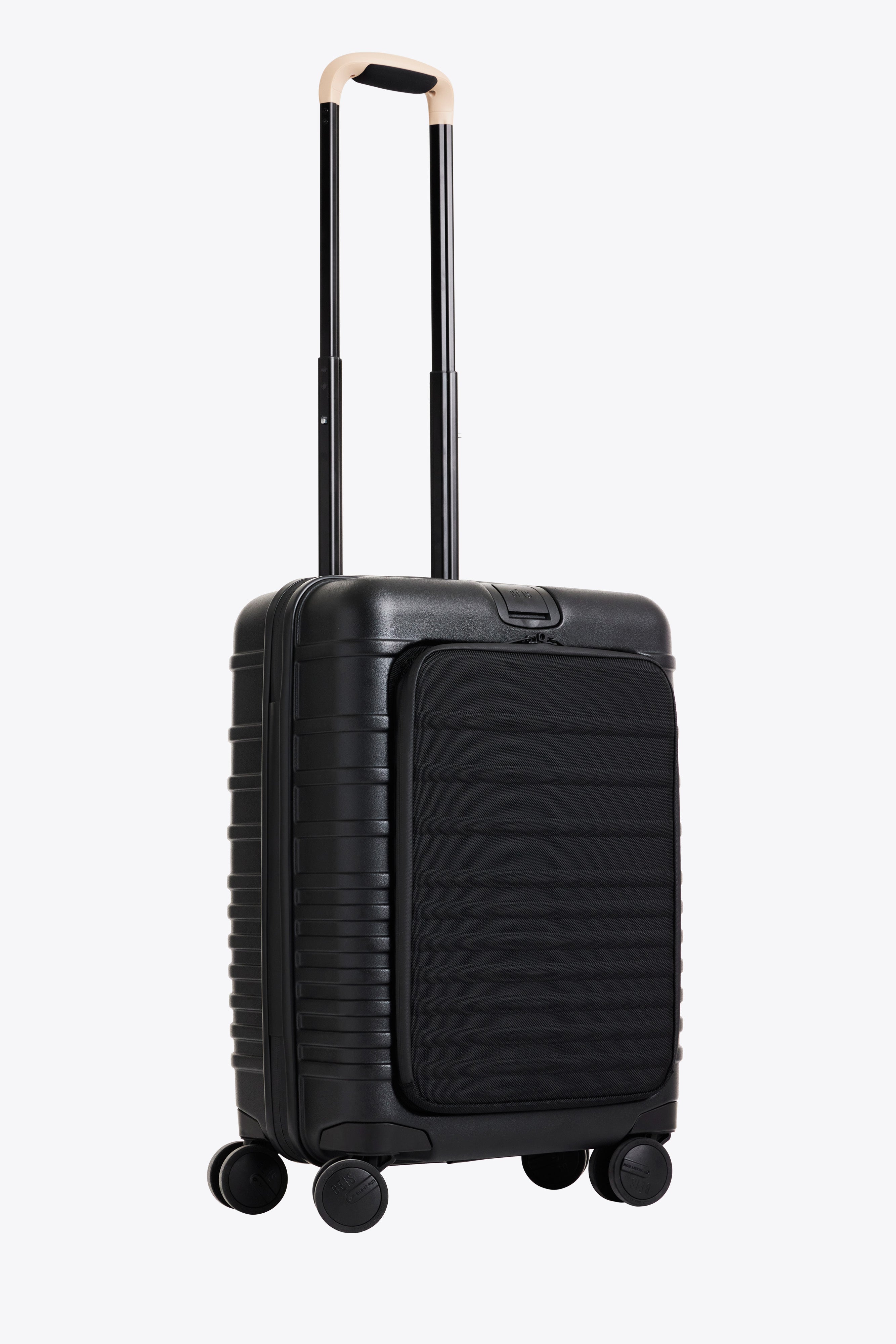 Black Front Pocket Carry On Roller Luggage - Perfect for Air Travel & Business Trips | Compact & Convenient Carry-On Suitcase