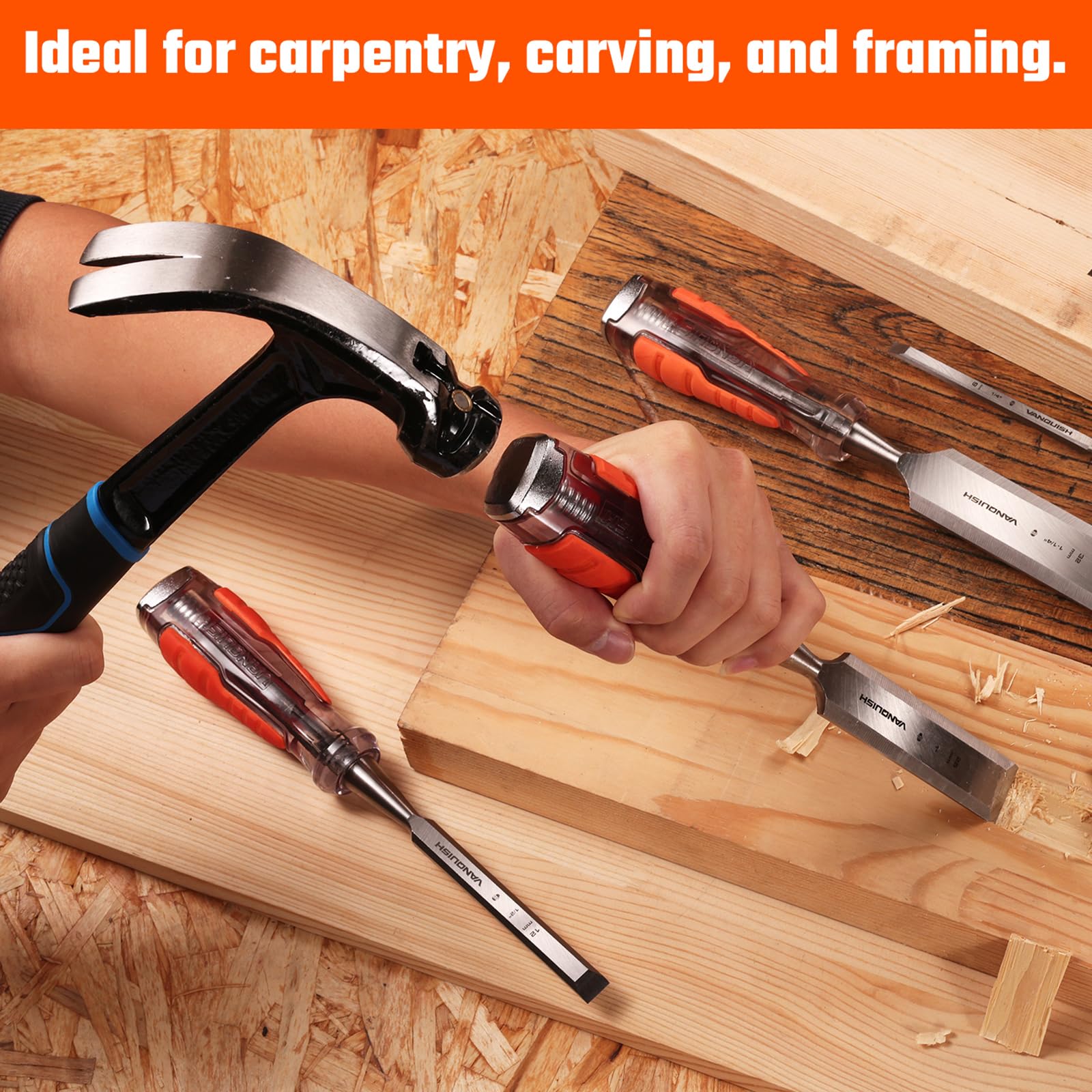 Premium 3-Piece Wood Chisel Set - Forged Blades for Wood Carving & DIY Projects