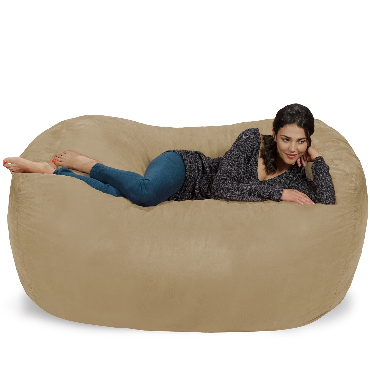 Chill Sack 6' Memory Foam Bean Bag Chair - Oversized Lounger with Soft Microfiber Cover (Camel) - Perfect for Living Rooms, Game Rooms & Dorm Relaxation