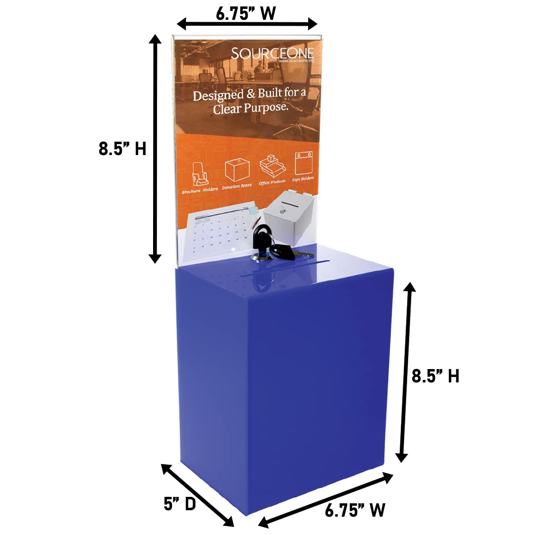 Large Clear Acrylic Donation Box with Lock - Blue Charity Collection Container for Churches, Schools & Fundraising Events