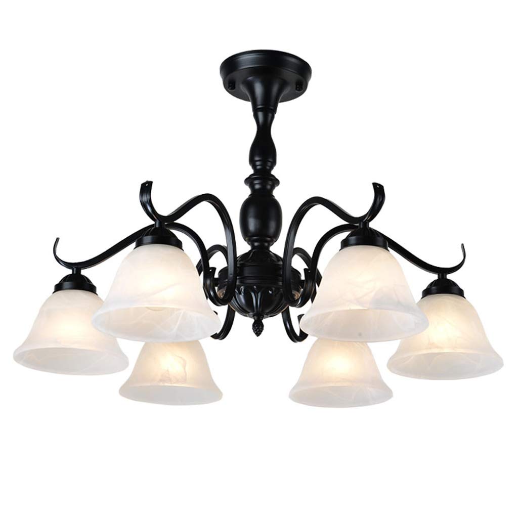 Nordic Wrought Iron Ceiling Lamp - 6-Light Chandelier for Living Room, Bedroom, Dining Room & Study - Modern Simple Retro Decorative Lighting for Home & Office
