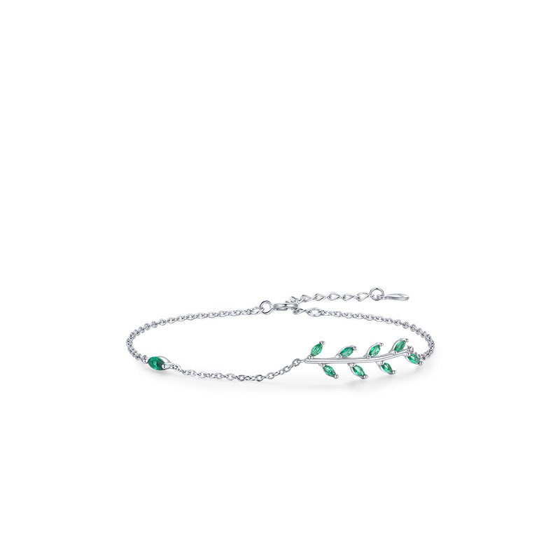 Elegant Marquise Cut Emerald Green Crystal Twig Branch Dainty Stackable Bracelet for Women - Nature Inspired Jewelry Gift for Her, Perfect for Weddings, Parties & Everyday Wear