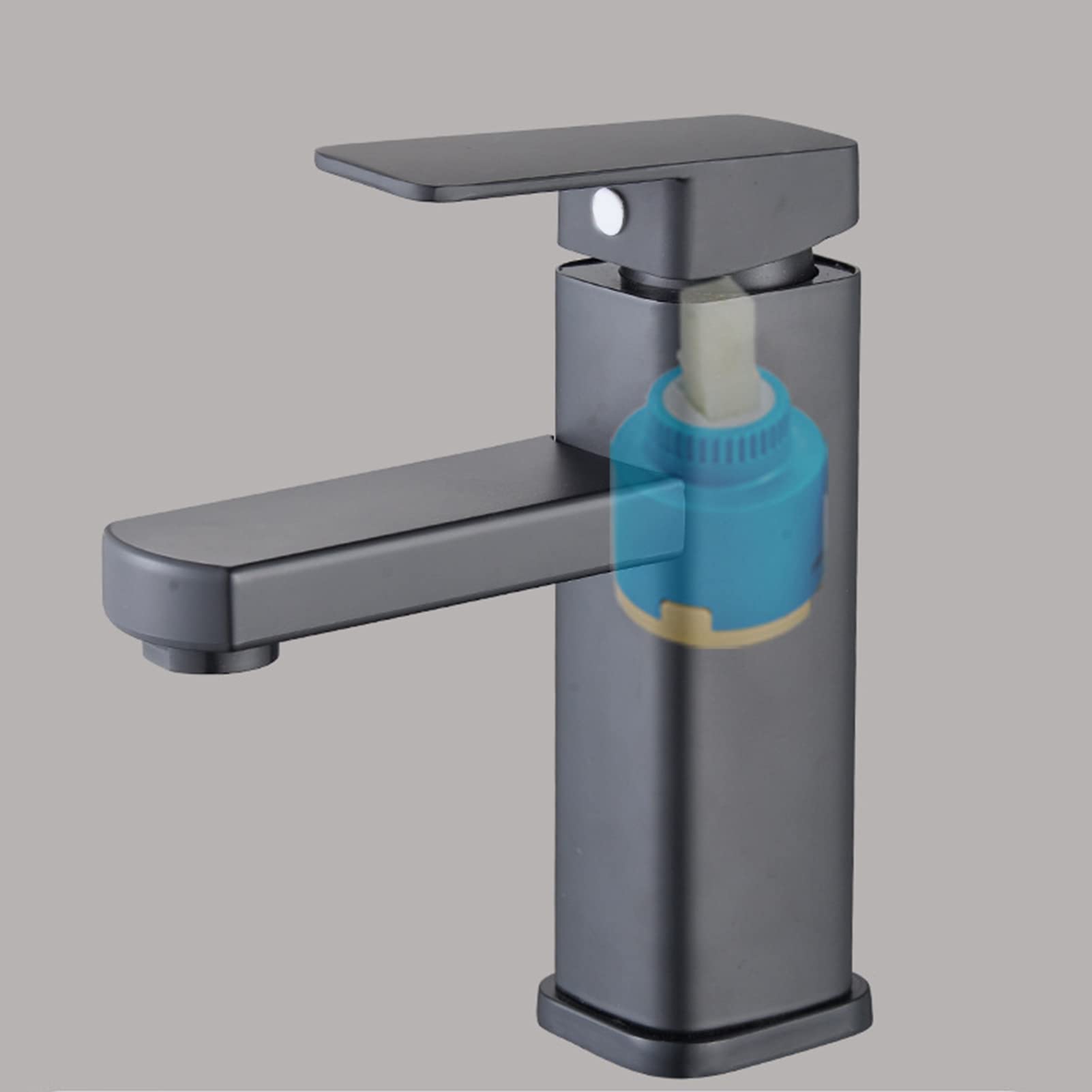 Black Matte Single Hole Plastic Bathroom Faucet - Stainless Steel Modern One Handle Sink Faucet - Water Spot & Stain Resistant - Perfect for Bathroom Vanity & Powder Room Upgrades