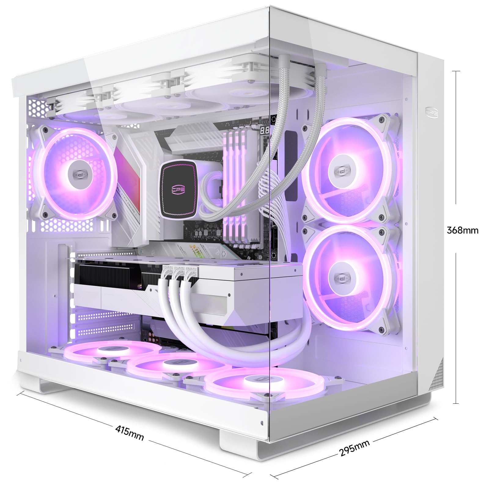 PCCOOLER C3T500 ARGB Mid Tower Gaming PC Case - ATX/M-ATX/ITX Motherboard Compatible with 6 ARGB Fans, Column-Free Design, 360mm Radiator & 400mm GPU Support - Easy Installation (White) | Perfect for High-Performance Gaming Rigs & Streaming Setups