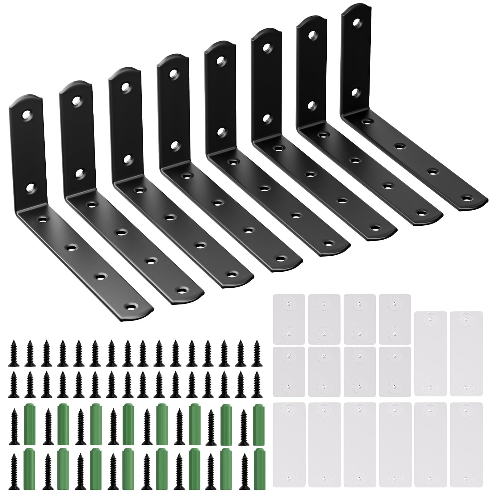 8-Piece Stainless Steel Anti-Tip Furniture Anchors - No Drill Baby Proofing Wall Anchors for Cabinets, Dressers & Bookshelves (5x3x1 Inch) - Secure Heavy Furniture & Prevent Tip-Over Accidents in Kids' Rooms & Nurseries