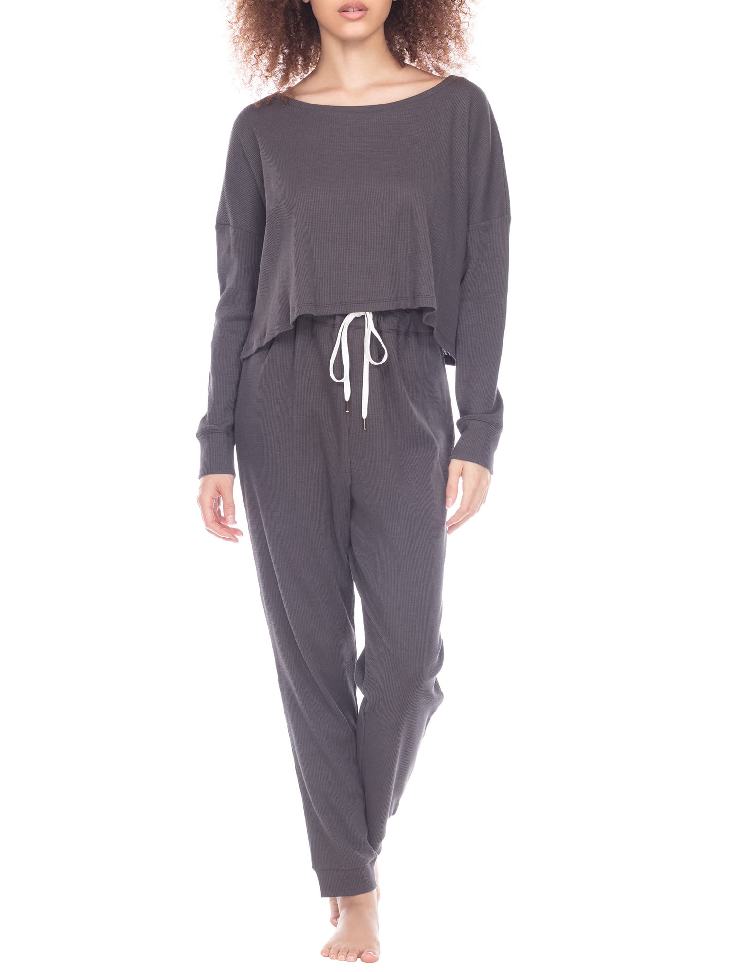 Honeydew Intimates Women's Jersey Waffle Knit Pajama Set - Soft & Comfortable Sleepwear Lounge Set, Size Large, Drizzle Color - Perfect for Cozy Nights, Relaxing at Home & Gift Giving