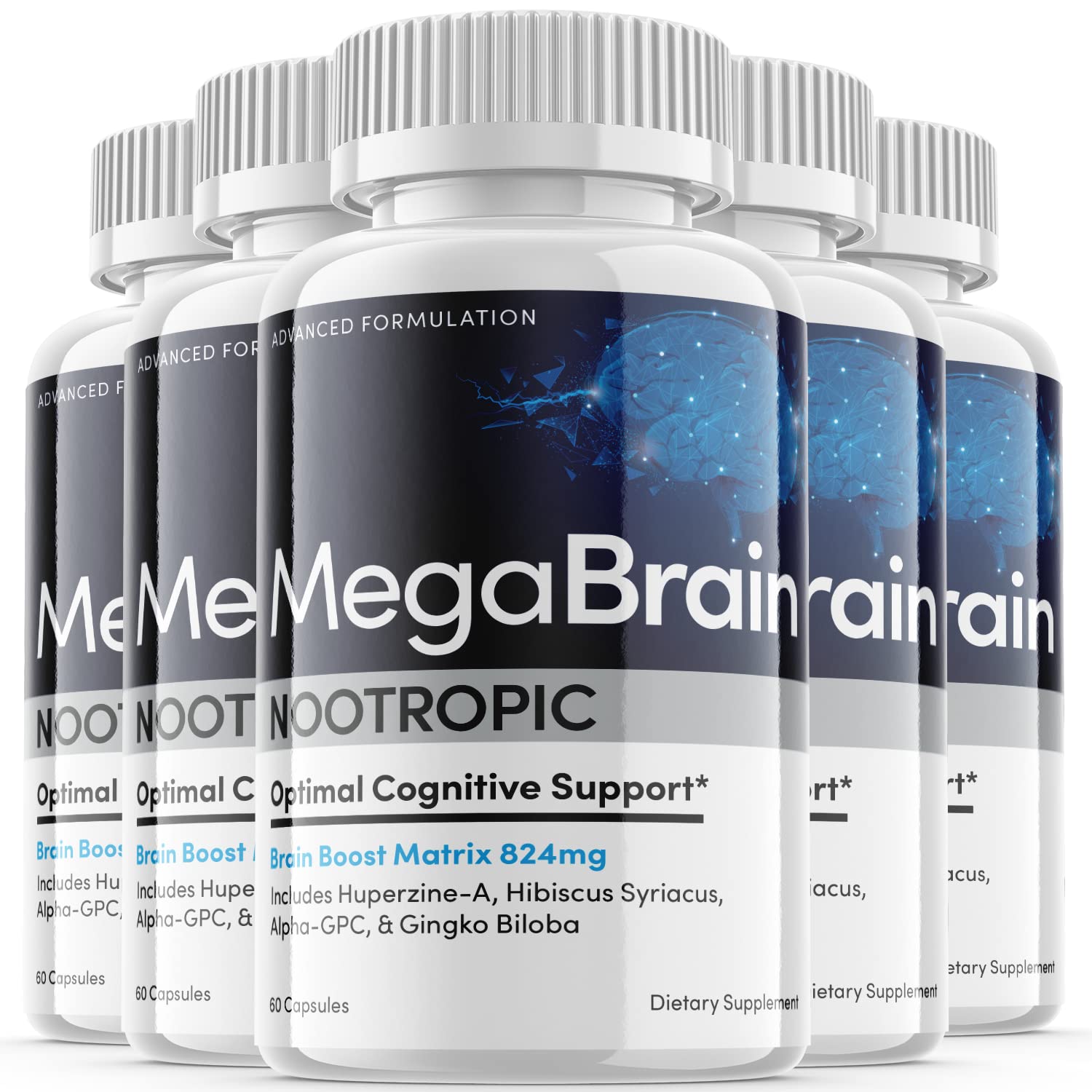 Megabrain Advanced Nootropic Supplement Pills (5 Pack) - Brain Booster for Focus, Memory & Cognitive Performance - Ideal for Students, Professionals & Gamers