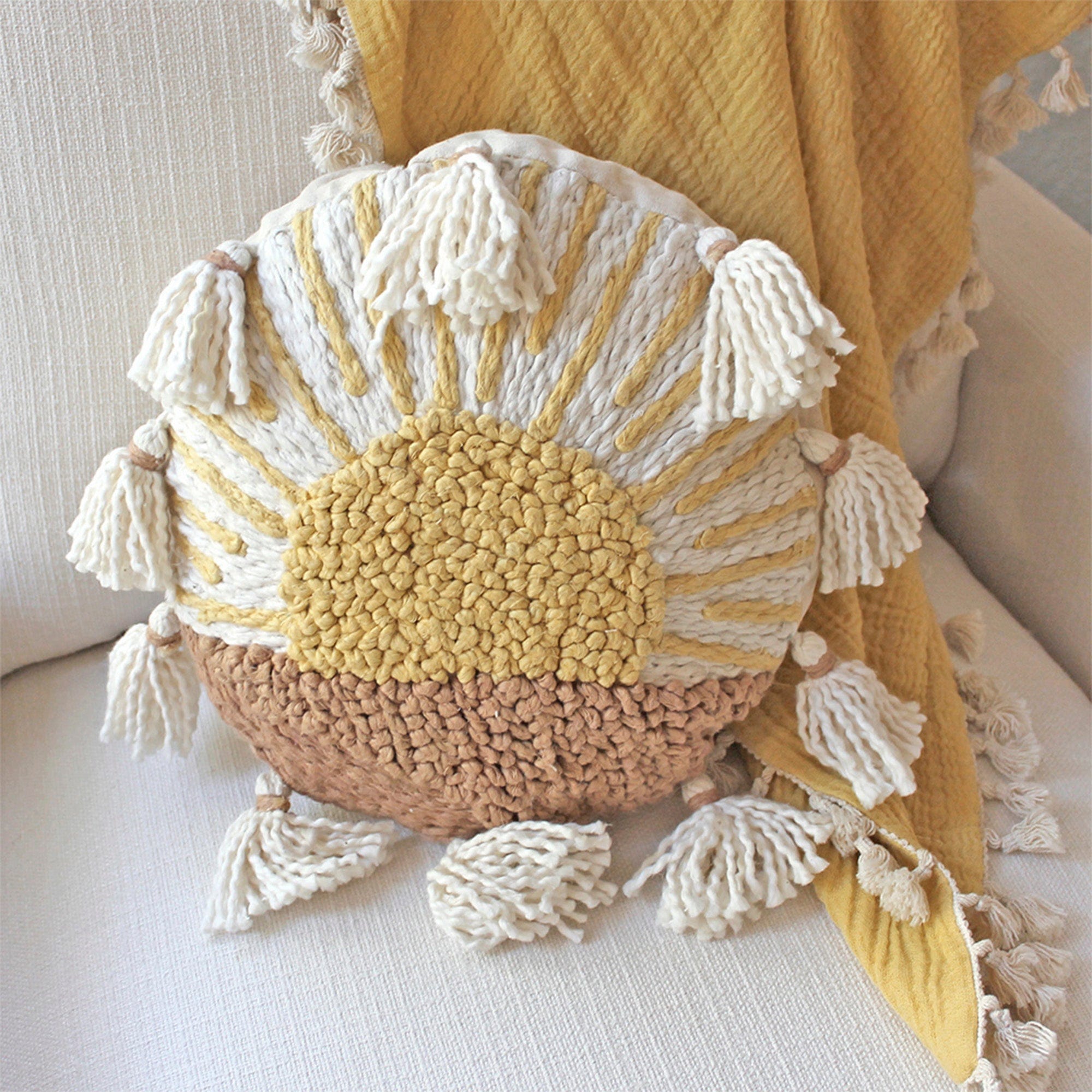 Organic Cotton Crane Baby Sunshine Pillow Cover with Removable Filler & Storage Bag - Soft Nursery Decor for Newborns & Toddlers - Perfect for Cribs, Strollers & Playtime