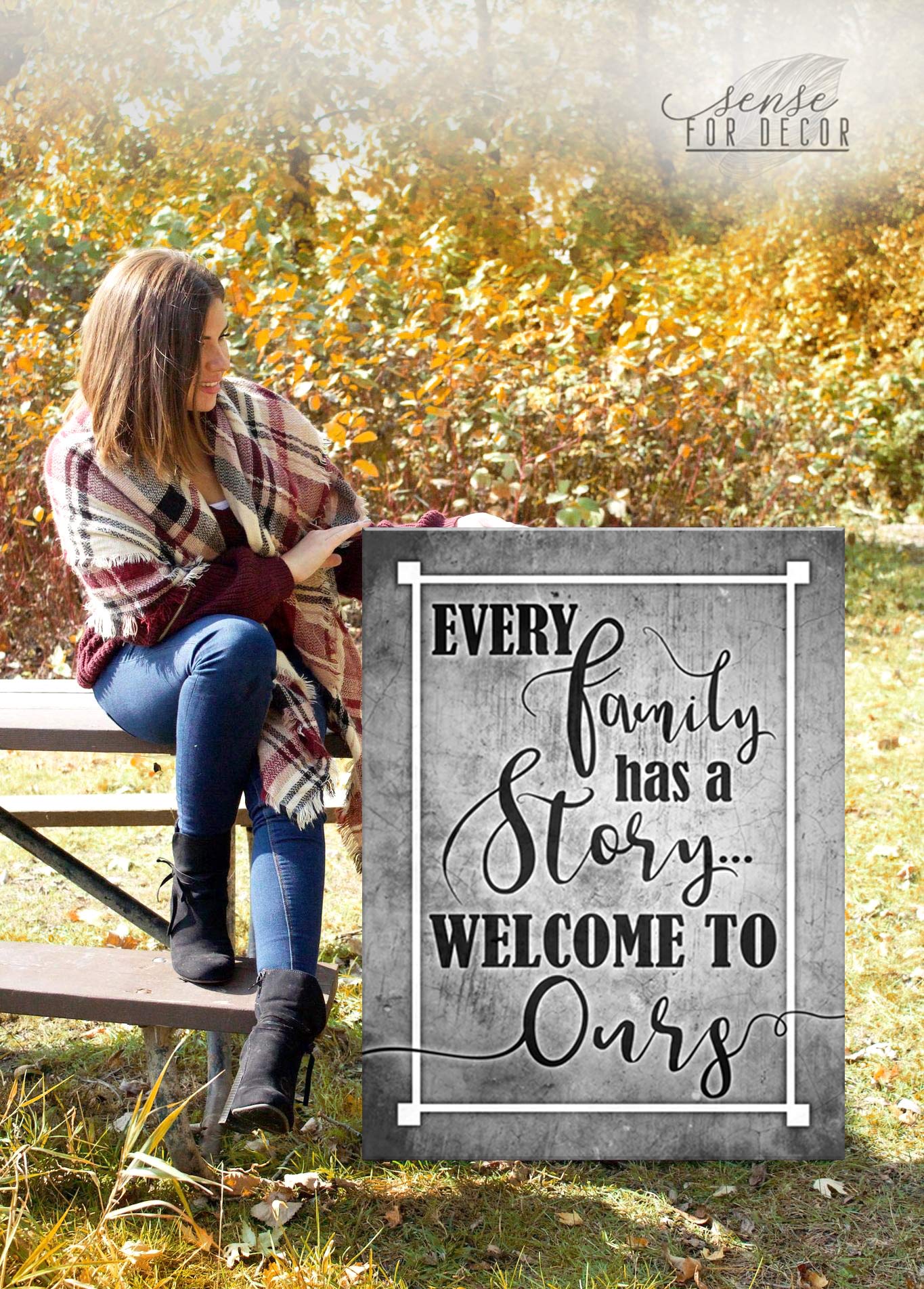 Farmhouse Family Story Sign - Rustic Wall Art for Living Room Decor