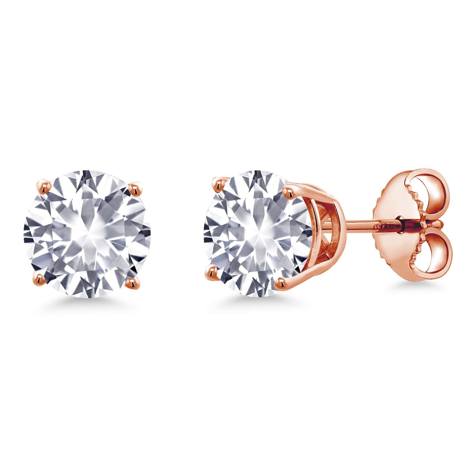 Gem Stone King 18K Rose Gold Plated Sterling Silver 6MM Round Birthstone Stud Earrings for Women & Men | Personalized Jewelry Gift for Birthday, Anniversary & Special Occasions