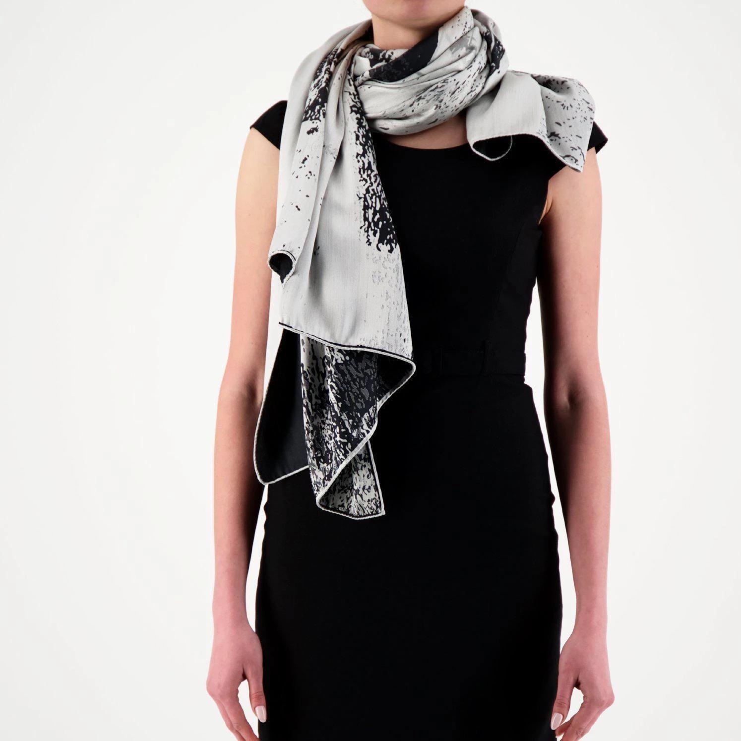 Como Silks Black Balbianello Nero - Elegant Silk Scarf for Women, Perfect for Parties, Weddings & Formal Events