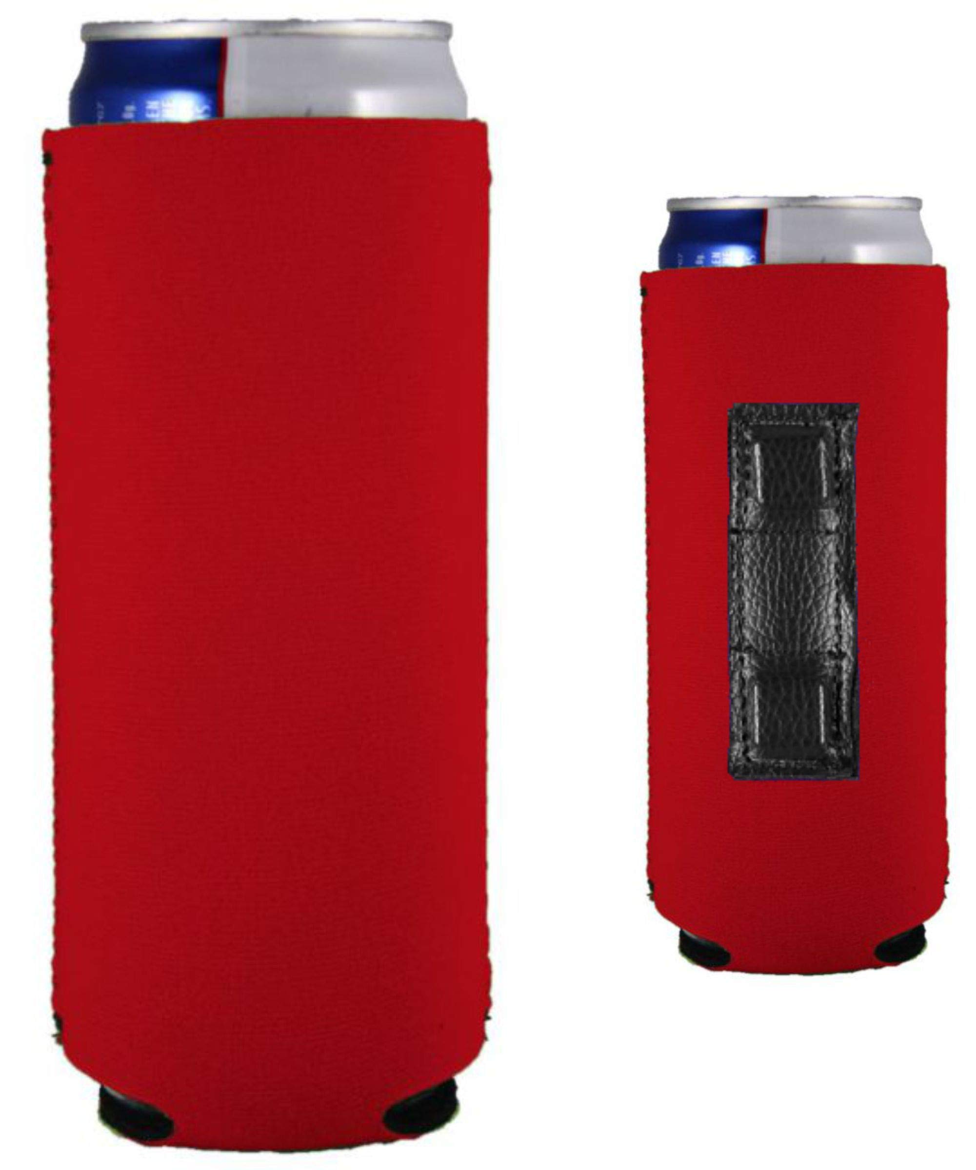 Blank Magnetic Slim Can Cooler (Red, 2 Pack) - Perfect for Beer, Soda & Beverages at Parties, BBQs & Outdoor Events