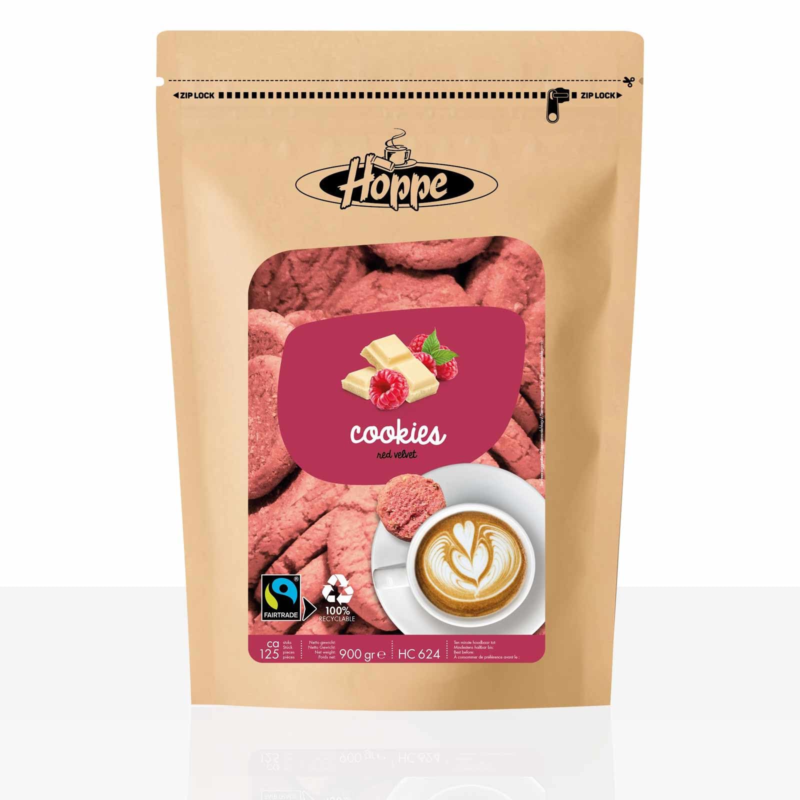 Fair Trade Red Velvet Raspberry Cookies - 4 Pack (125 Pieces Each) - Perfect for Gifts, Parties & Coffee Time