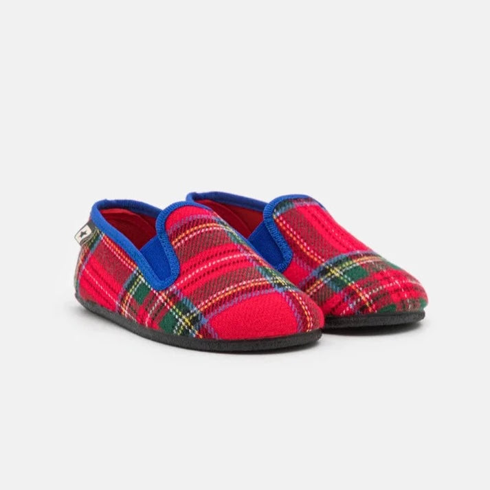Bonton Red Plaid Smoking Loafer Shoes for Men - Classic Slip-On Casual Loafers for Office, Party & Formal Events
