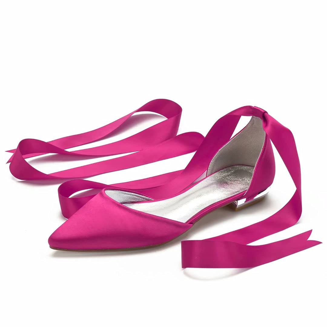 LLBubble Satin Wedding Flats for Bride - Pointed Toe Formal Bridal Shoes for Women (5047-65) | Perfect for Wedding Ceremony, Bridal Party & Special Occasions