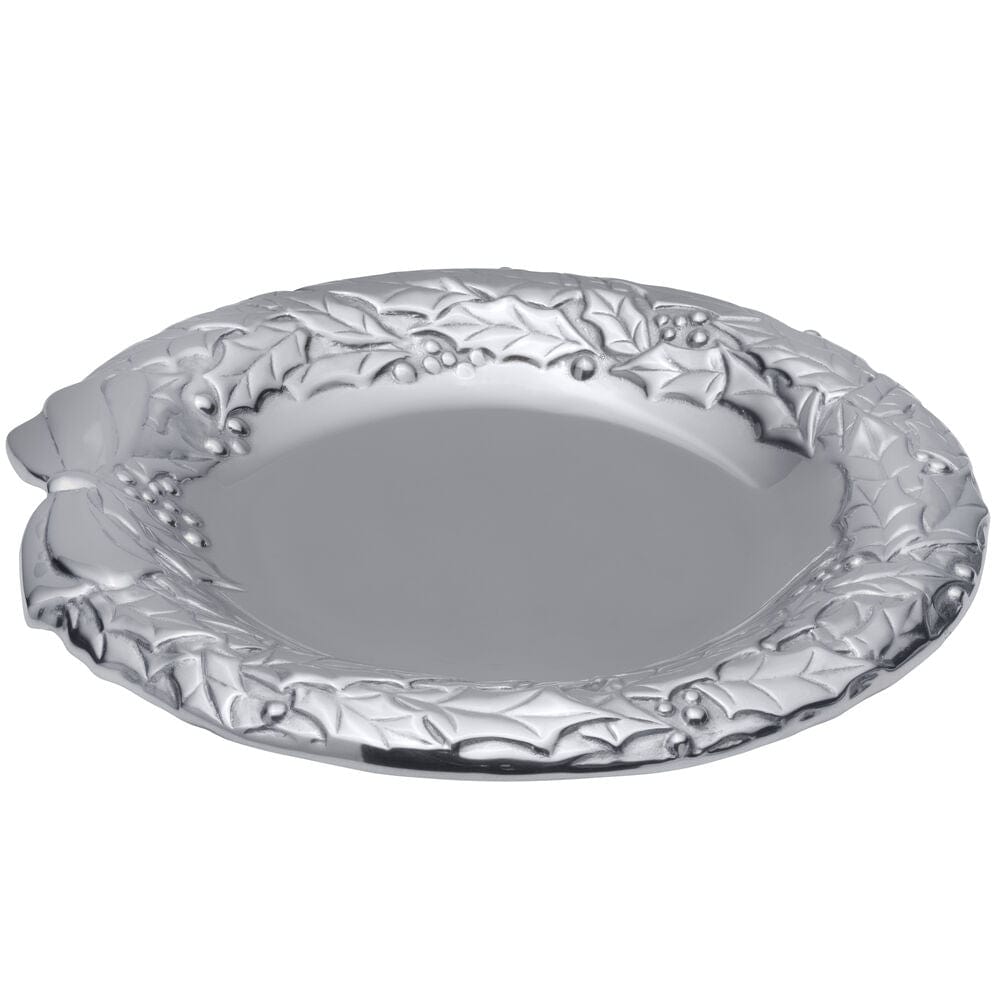 Holly Berries Wreath Serving Tray - Christmas Holiday Decorative Serving Platter for Parties, Dining & Home Decor - Perfect for Festive Gatherings, Cookie Display & Seasonal Tablescapes