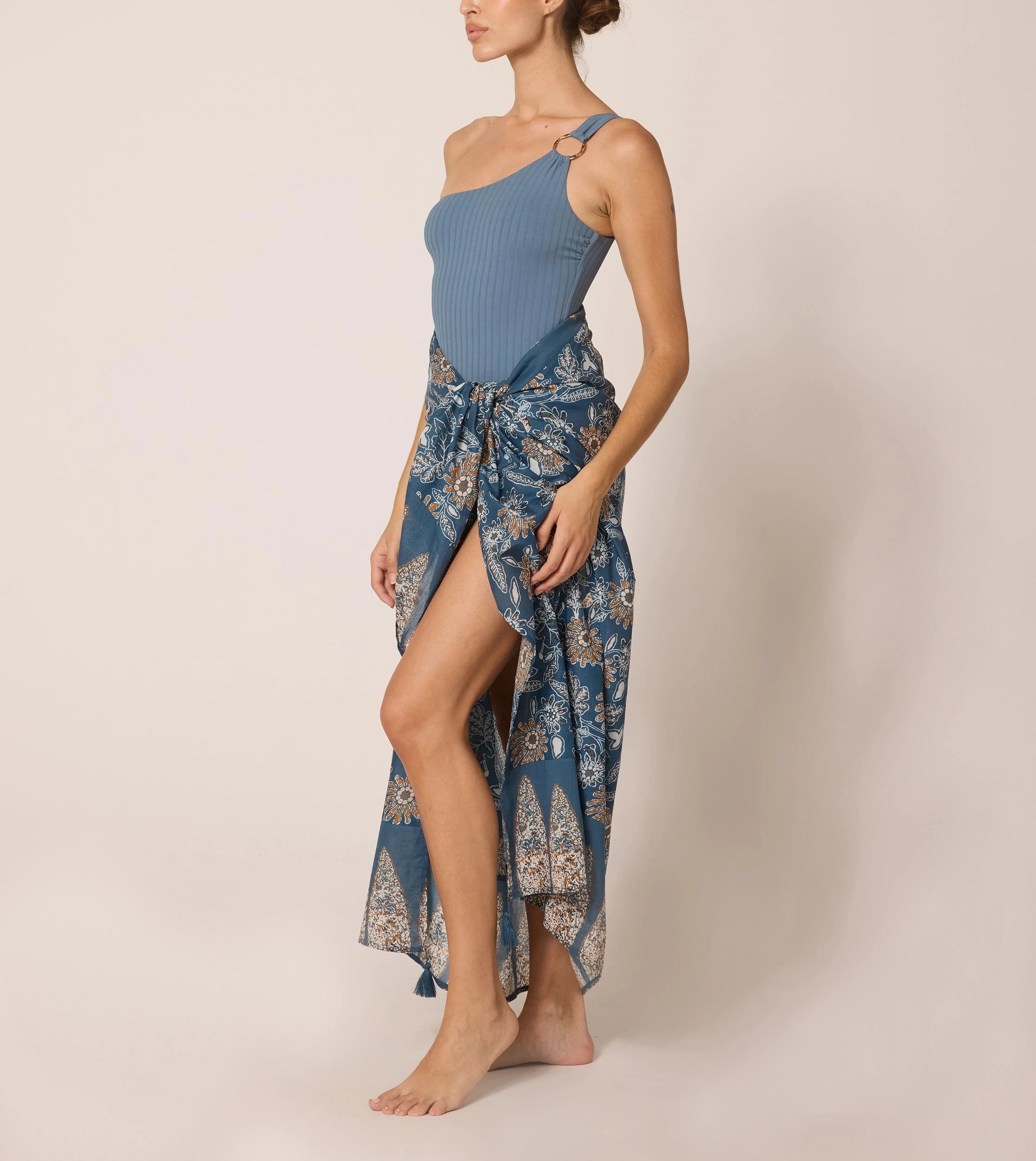 Artemis Sarong - Floral Magnolia Print Beach Wrap - Lightweight & Breathable for Summer Vacations, Poolside Lounging, and Tropical Getaways