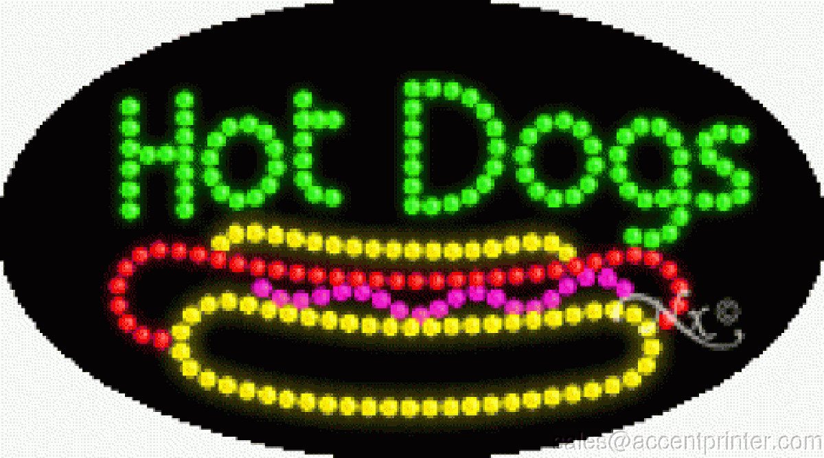 Hot Dogs Flashing & Animated LED Sign - High Impact, Energy Efficient Bar & Restaurant Decor for Diner, Fast Food Shop, and Sports Events