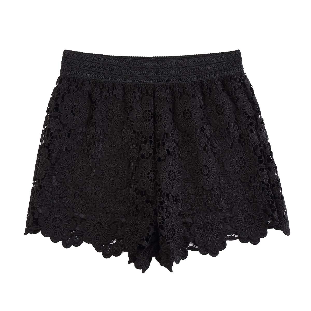 Sexy High Waisted Crochet Lace Shorts for Women - Elastic Waistband, Short Inseam, Summer Beach Shorts - Perfect for Vacation, Pool Party & Casual Wear