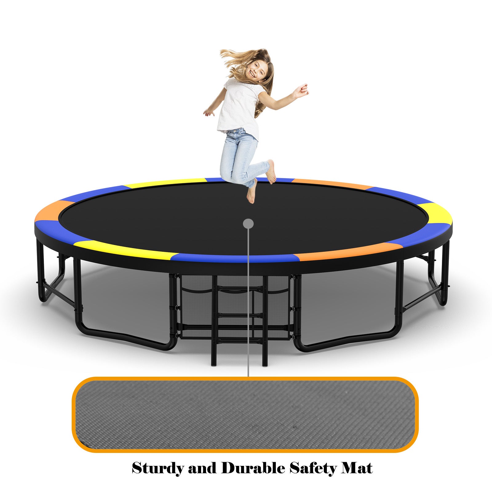 16FT Trampoline with Safety Enclosure - ASTM Approved Outdoor Trampoline for Kids with Ladder & Anti-Rust Coating | Perfect for Backyard Fun, Exercise, and Family Bonding