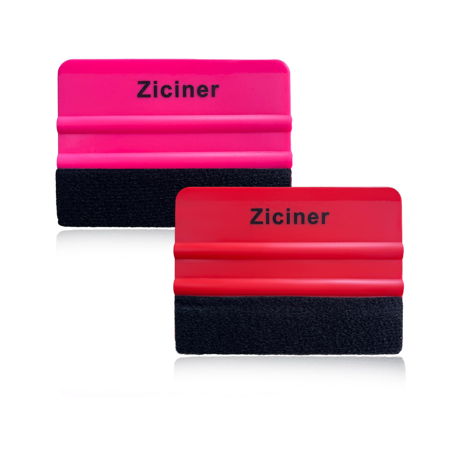 Ziciner 2-Piece Car Wrapping Tool Kit - Professional Felt Squeegee & Vinyl Scraper for Window Tint, Wallpaper, Decal Sticker Application - Universal Vehicle Accessories (Rose Red + Red) - Perfect for DIY Car Wrapping, Home Decoration & Craft Projects