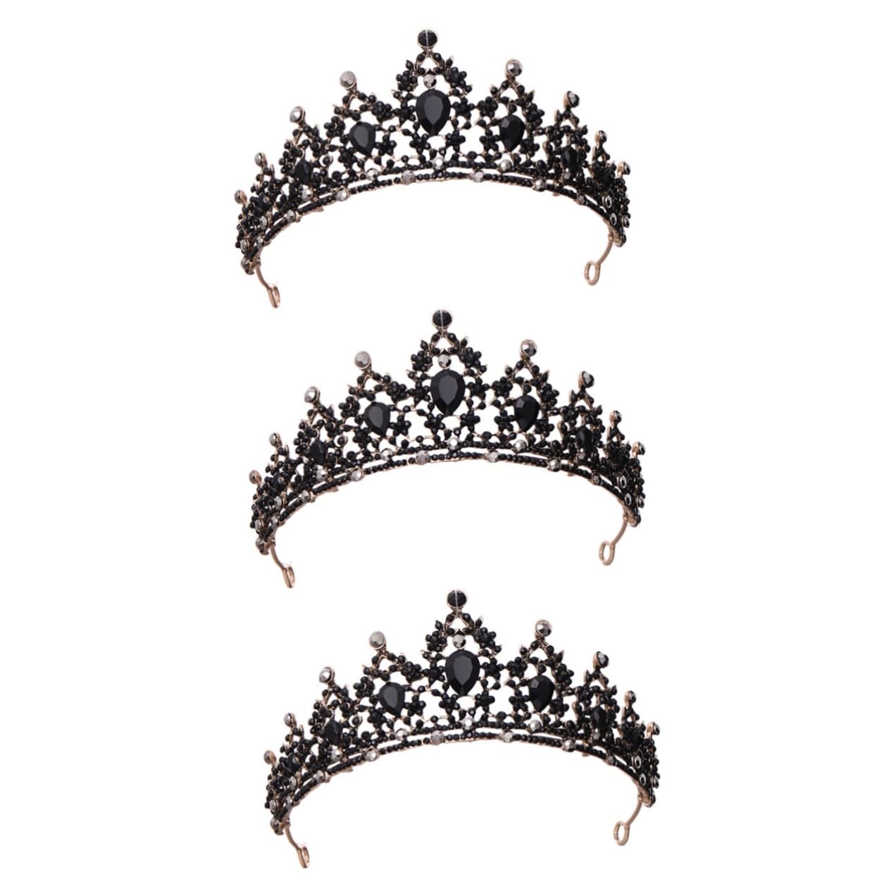 Beaupretty 3-Piece Crystal Rhinestone Tiara Set - Vintage Baroque Queen Bridal Headpiece for Weddings, Prom, Pageants & Special Occasions