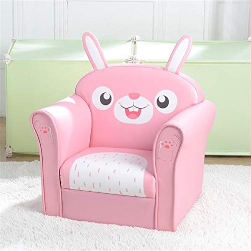 Kids Single Sofa - Adorable Rabbit Design, American Standard PU Leather, Dark Pink - Perfect for Nursery, Playroom, or Kids' Bedroom Decor