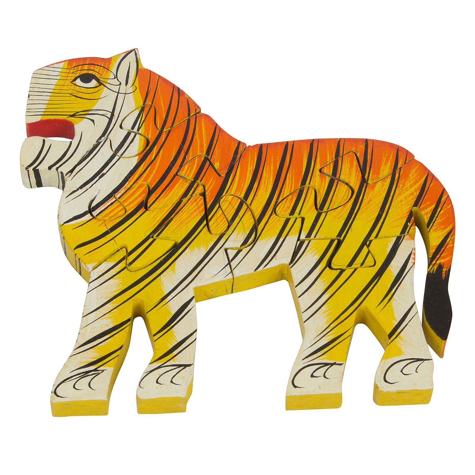 Premium Handcrafted Wooden Tiger-Shaped Jigsaw Puzzle - Educational Toy for Kids | Multicolor | Perfect for Montessori Learning, Birthday Gifts & Family Game Night