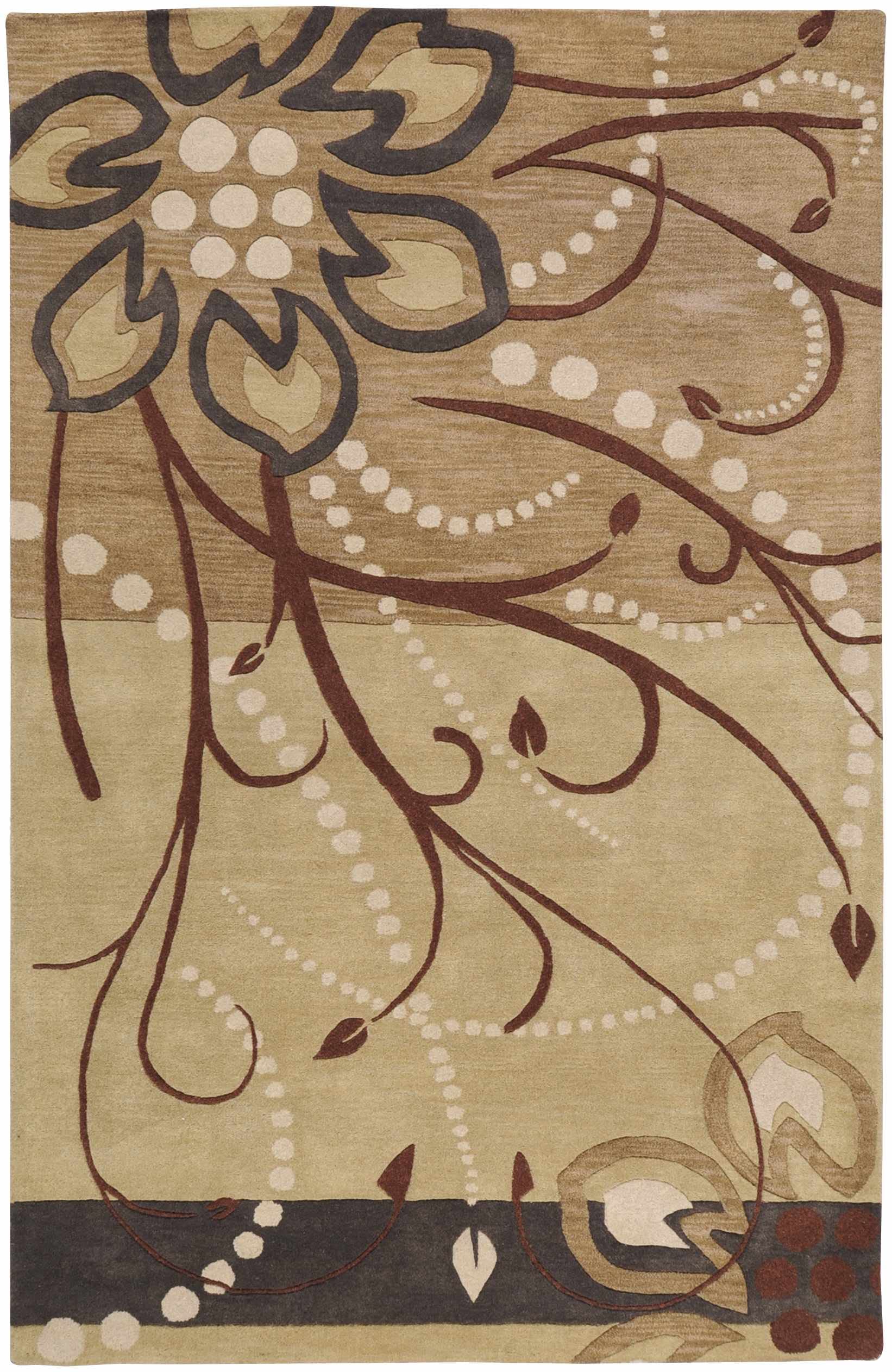Premium Hauteloom Mazama Wool Area Rug 5' x 8' - Soft Transitional Brown & Beige Living Room Bedroom Rug - Cozy Home Decor for Family Rooms, Dorm Spaces & Office Settings