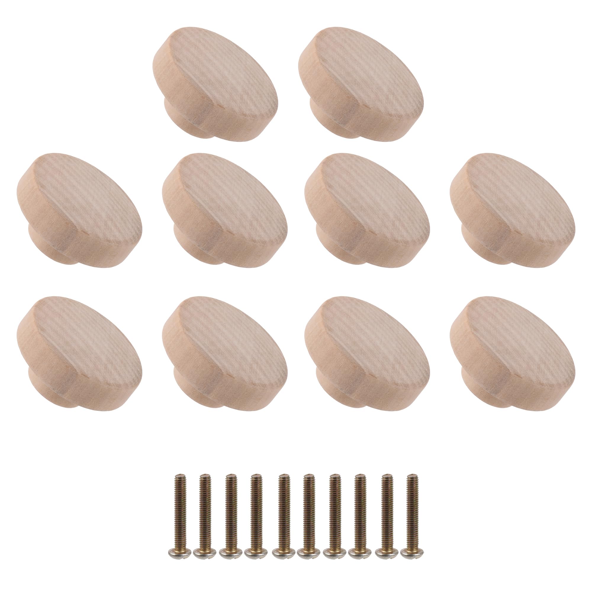 10PCS Unfinished Wooden Drawer Knobs - 50mmx25mm Round Cabinet Handles for Furniture, Dressers & DIY Projects - Perfect for Home Decor & Cabinet Upgrades