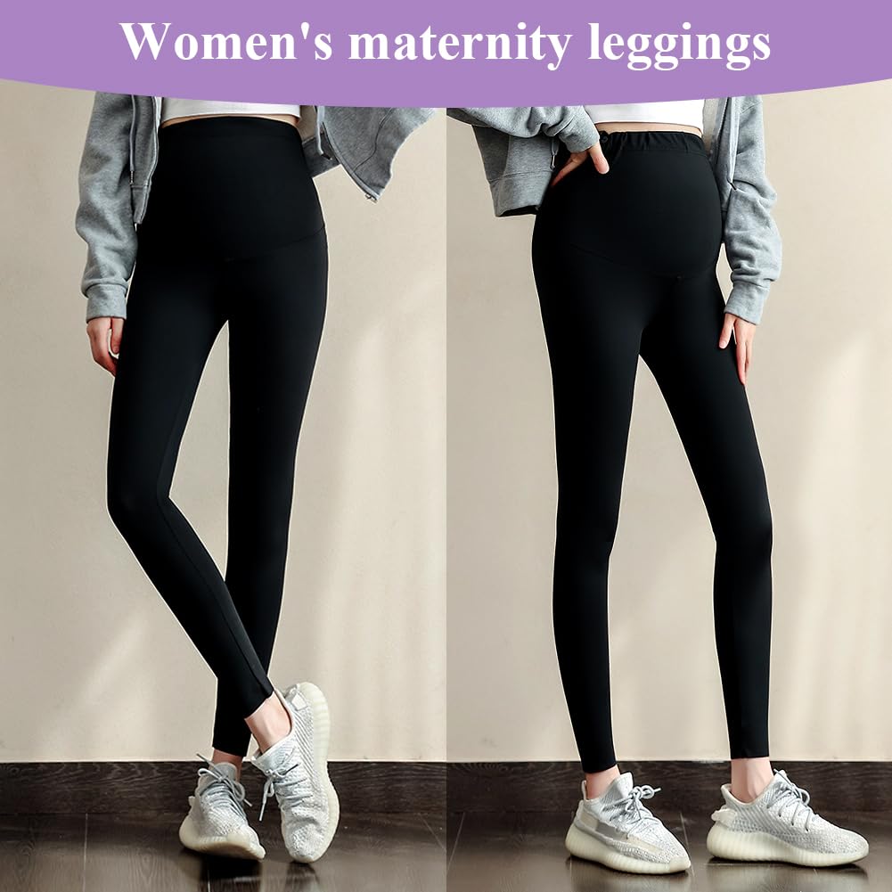 Aomig Women's Maternity Leggings - Over Bump Stretchy Pregnancy Pants with Adjustable High Waist & Soft Belly Support | Full Length & Cropped Yoga Pajama Pants for Pregnant Women | Perfect for Yoga, Lounging & Everyday Comfort During Pregnancy