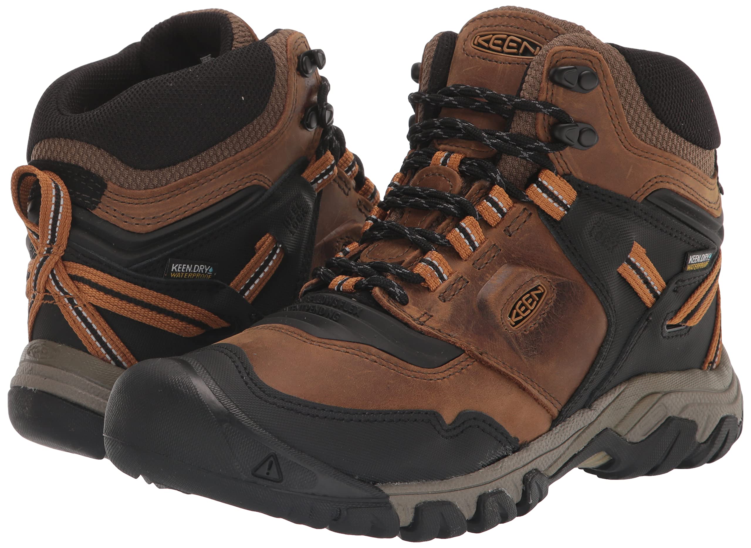 KEEN Men's Ridge Flex Mid Height Waterproof Hiking Boots - Lightweight Outdoor Trekking Shoes for Men, Durable Trail Walking Boots with Ankle Support - Perfect for Mountain Climbing, Camping & Backpacking Adventures