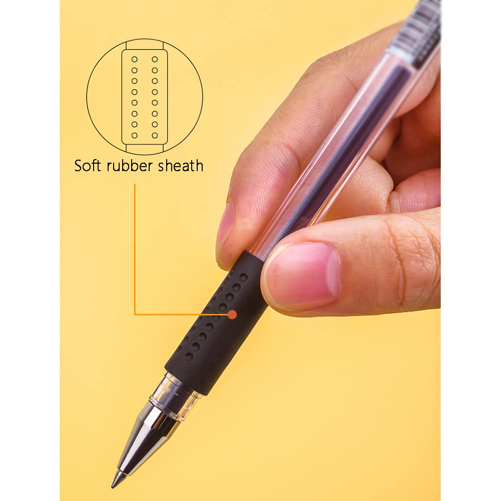 Premium 0.5mm Black Gel Pens for Students & Office - Quick-Drying Water-Based Ink Refillable Bullet Pens - Perfect for Note Taking, Journaling, Signatures & School Supplies (Pack of 12)