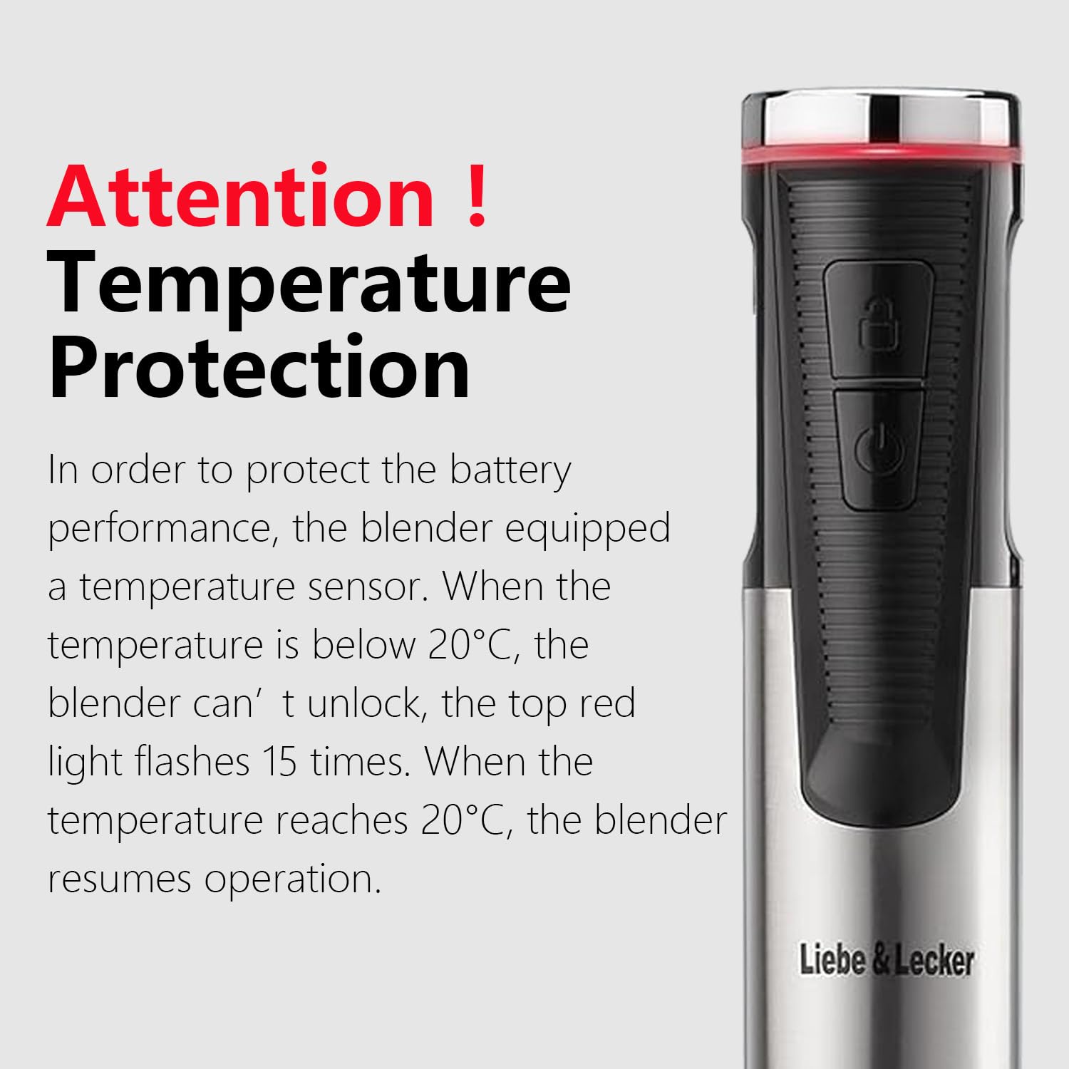 Liebe&Lecker Cordless Hand Blender - USB Rechargeable Immersion Blender with 8 Speed Settings, Whisk & Milk Frother Attachments | Perfect for Smoothies, Soups, Milkshakes & Baby Food | Portable Stick Blender for Kitchen, Camping & Travel
