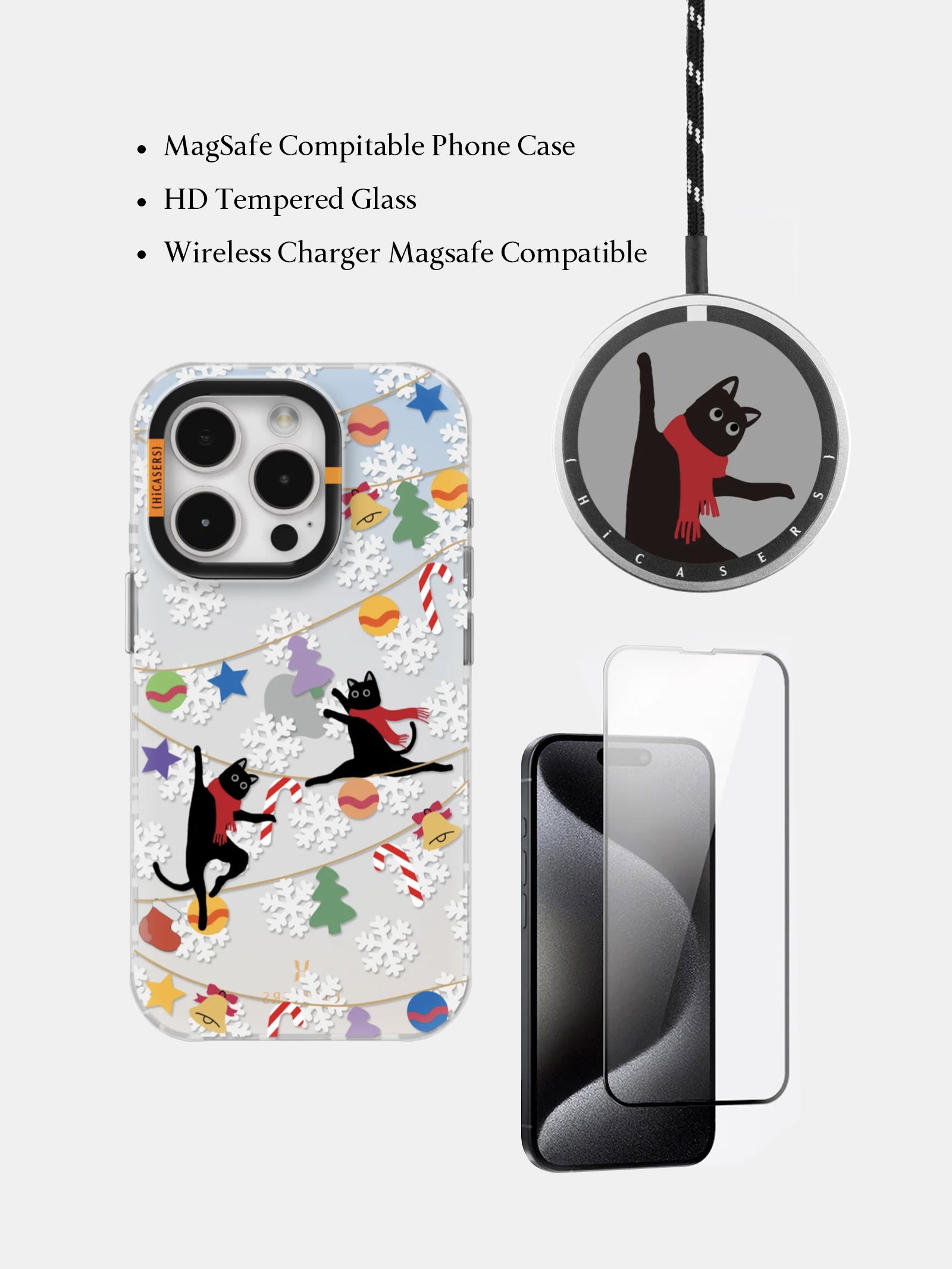 Glee MagSafe Compatible Wireless Charger Bundle Set - Fast Charging for iPhone 14/13/12 - Includes Stand & Car Mount - Perfect for Home, Office & Travel (White)