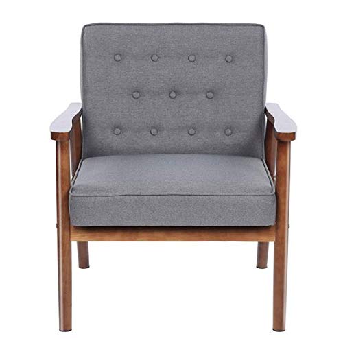 Premium Wooden Mid-Century Executive Guest Chair - 400 lbs Capacity Button Tufted Armchair for Office Reception & Lounge Areas - Retro Accent Sofa Chair (75x69x84CM) - Perfect for Waiting Rooms, Lobbies, and Corporate Spaces